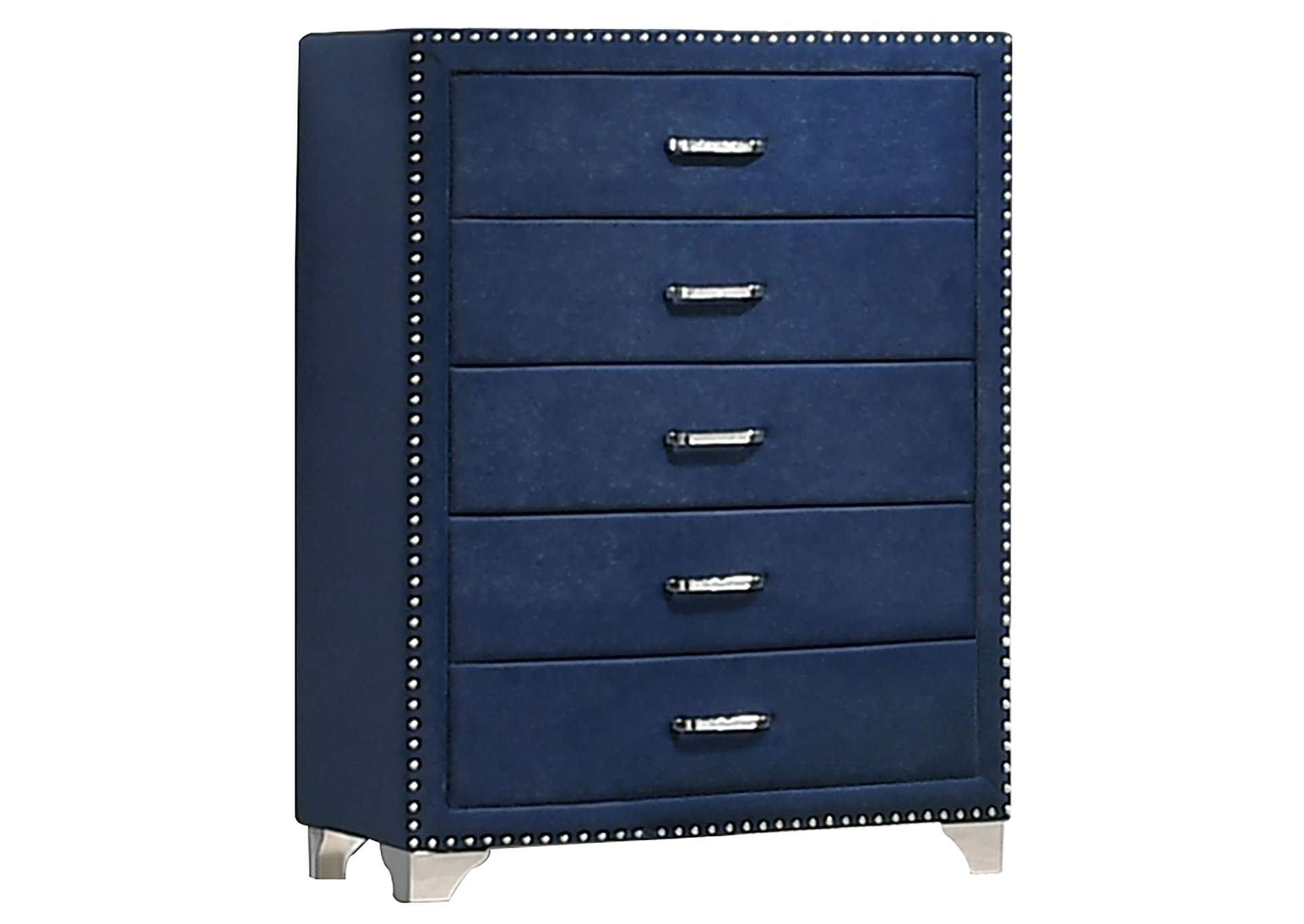 Melody 5-drawer Upholstered Chest Pacific Blue,Coaster Furniture