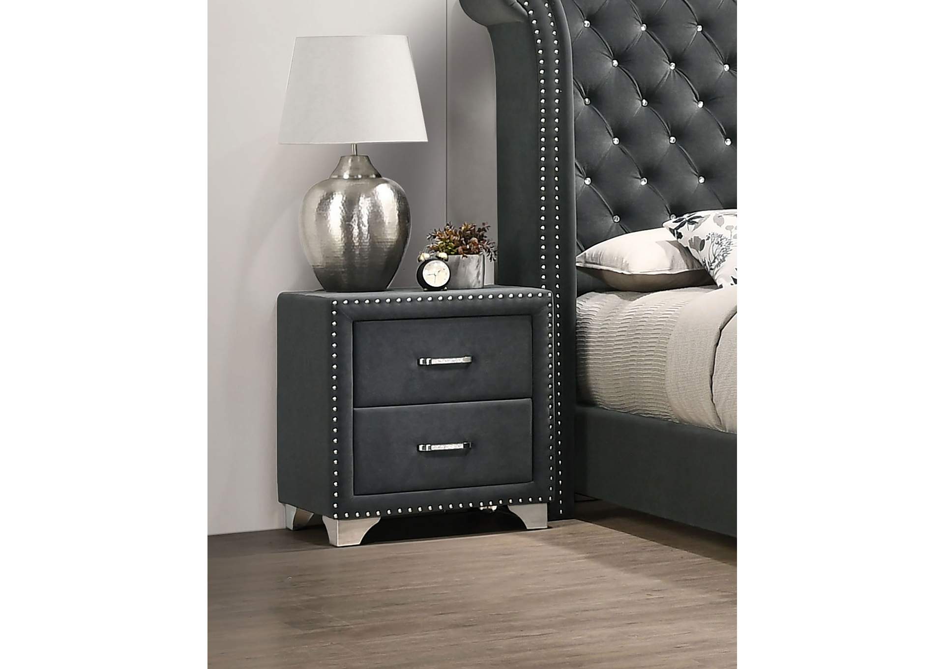 Melody 2-drawer Upholstered Nightstand Grey,Coaster Furniture