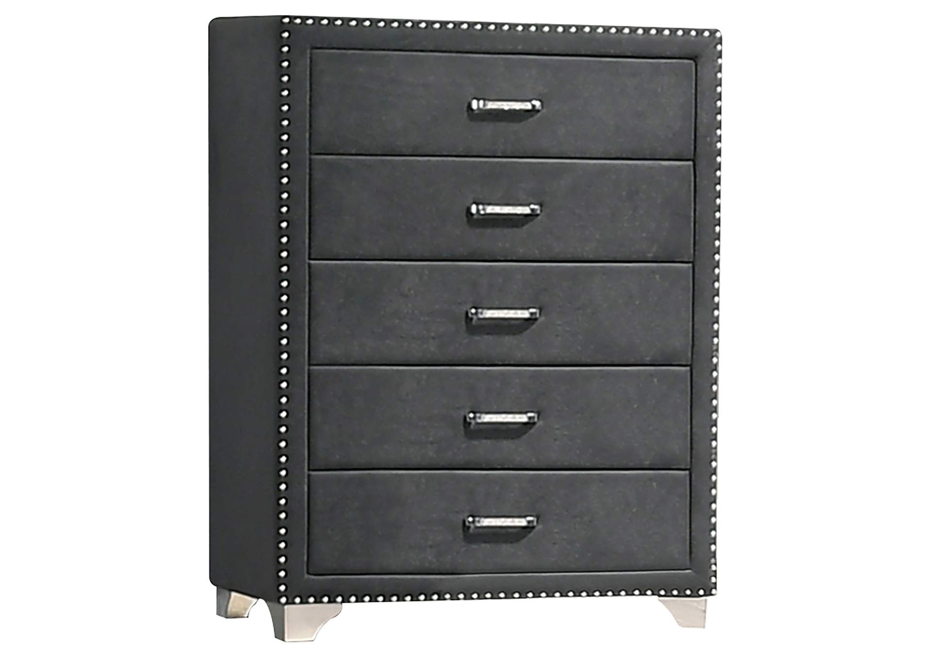 Melody 5-drawer Upholstered Chest Grey,Coaster Furniture