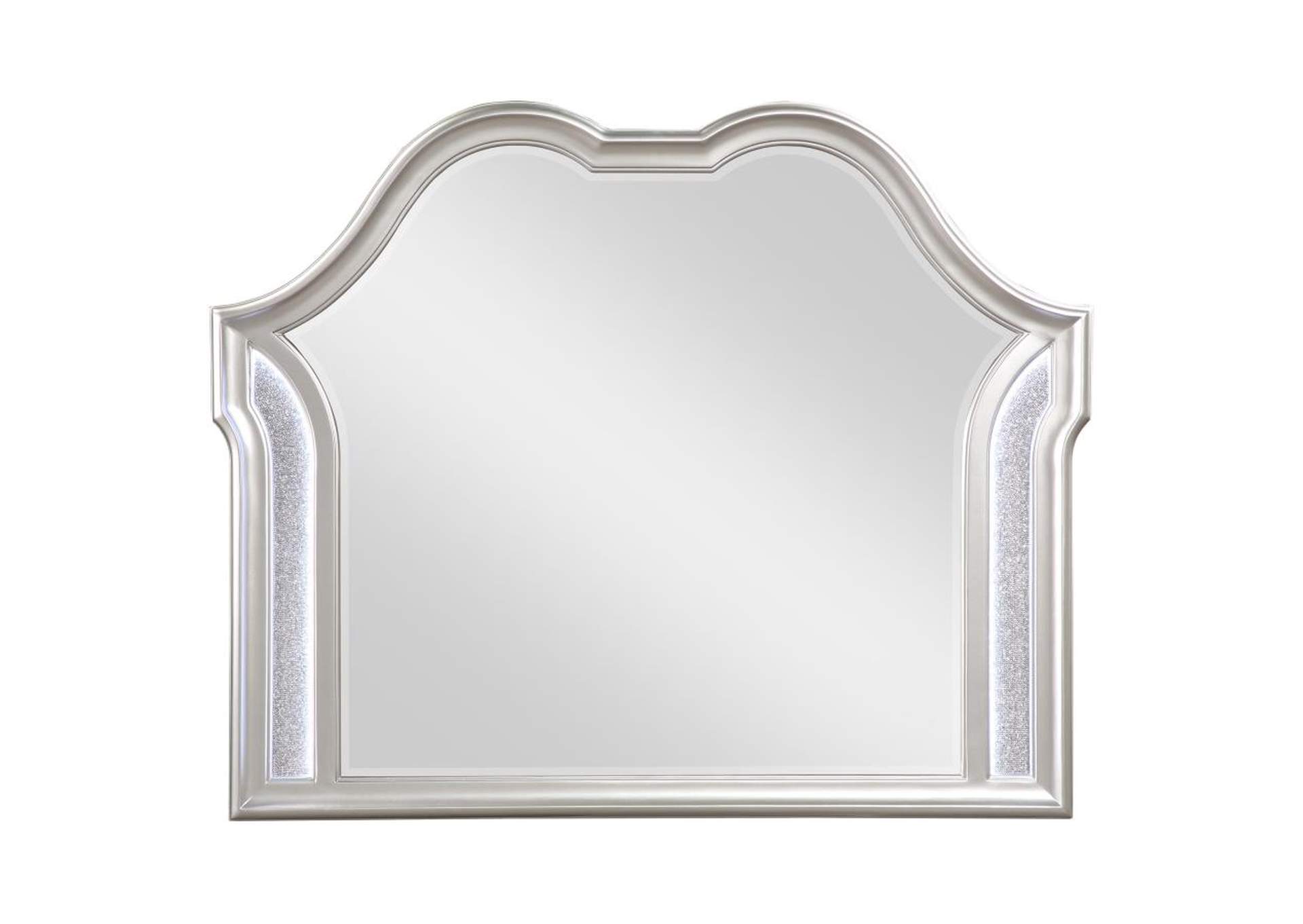 Evangeline Camel Top Dresser Mirror Silver Oak,Coaster Furniture