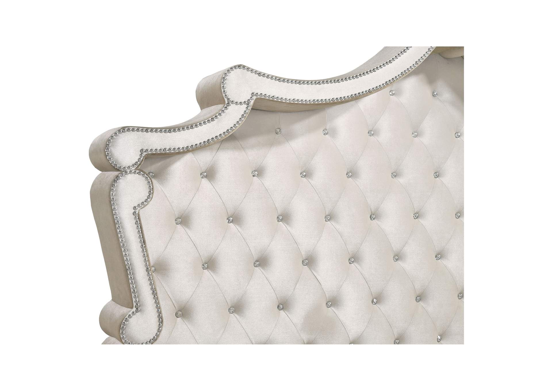 Antonella Upholstered Tufted Bedroom Set Ivory and Camel,Coaster Furniture