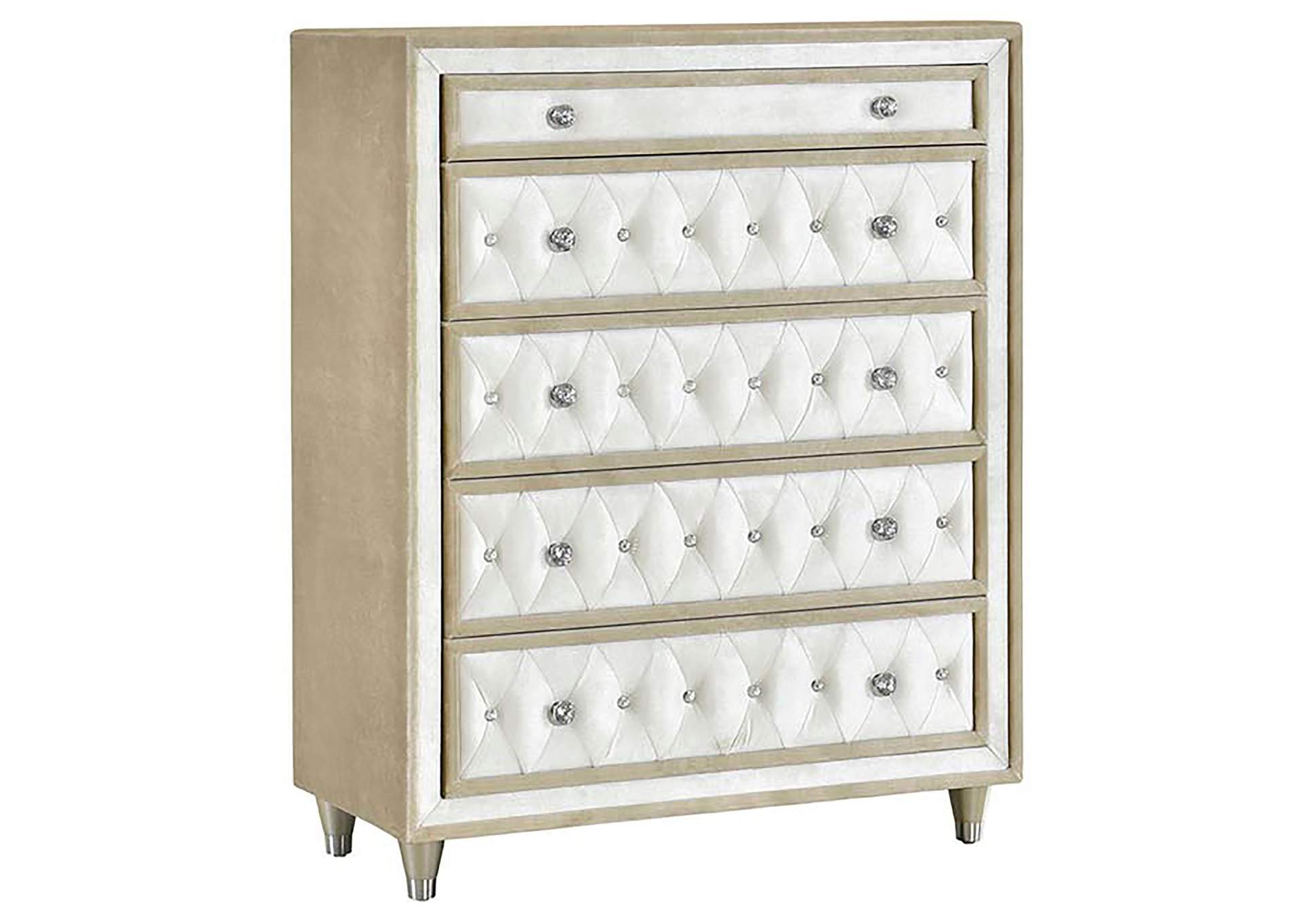 Antonella Upholstered Tufted Bedroom Set Ivory and Camel,Coaster Furniture
