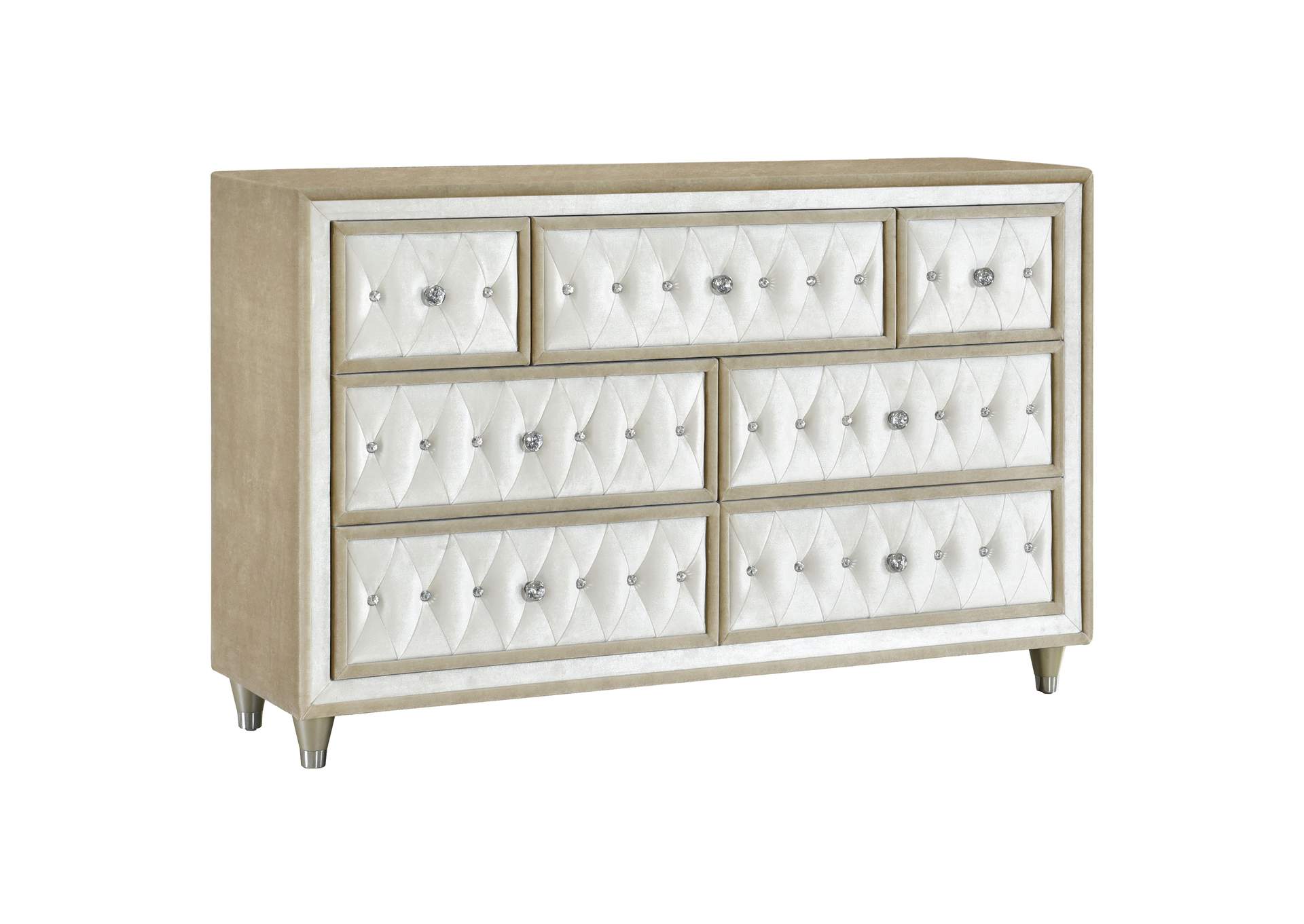 Antonella Upholstered Tufted Bedroom Set Ivory and Camel,Coaster Furniture