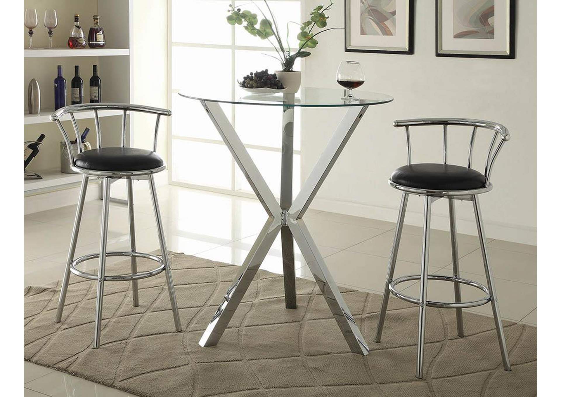 Chrome Plated Bar Stool (Set of 2),ABF Coaster Furniture