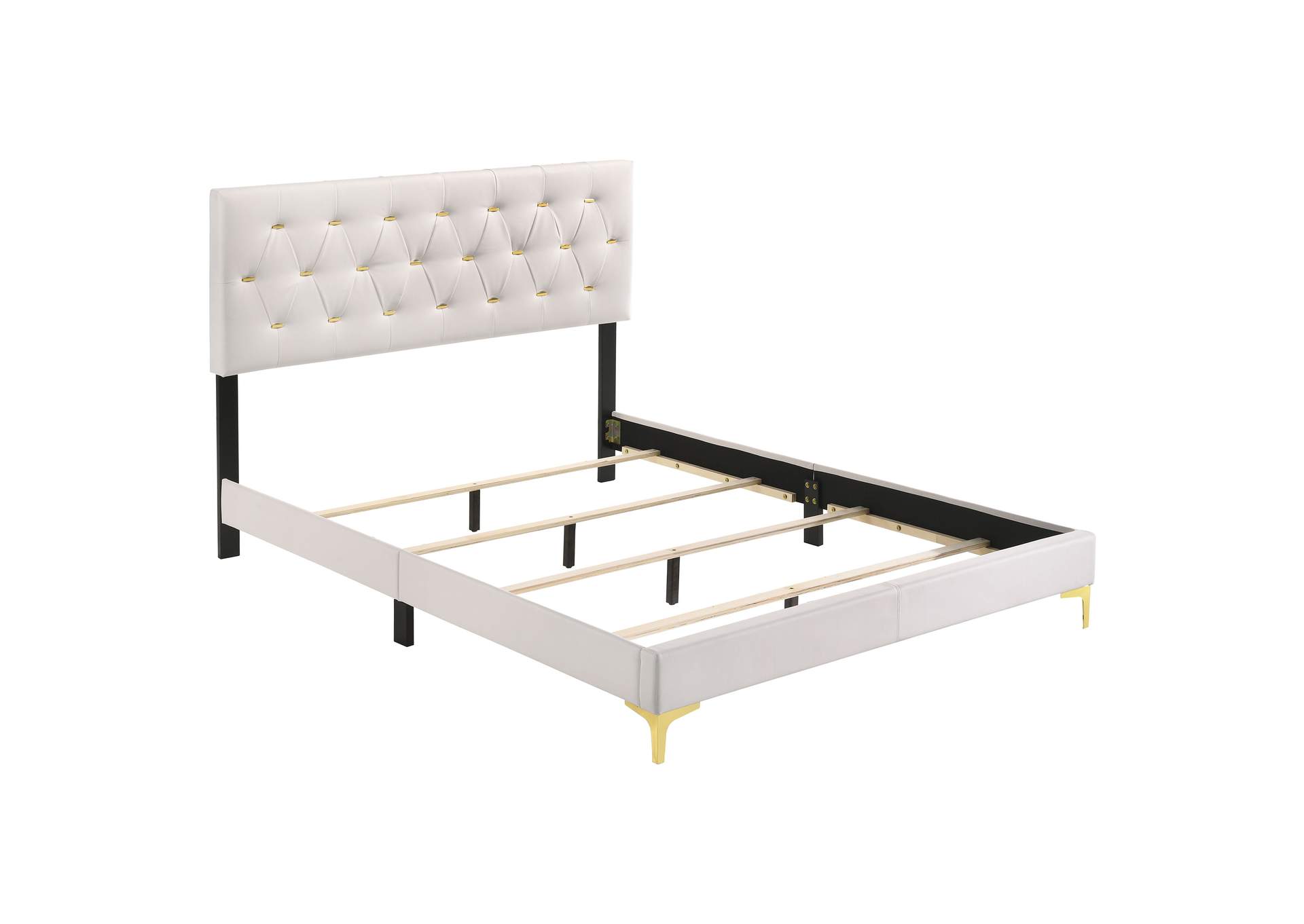 Kendall Tufted Upholstered Panel Eastern King Bed White,Coaster Furniture