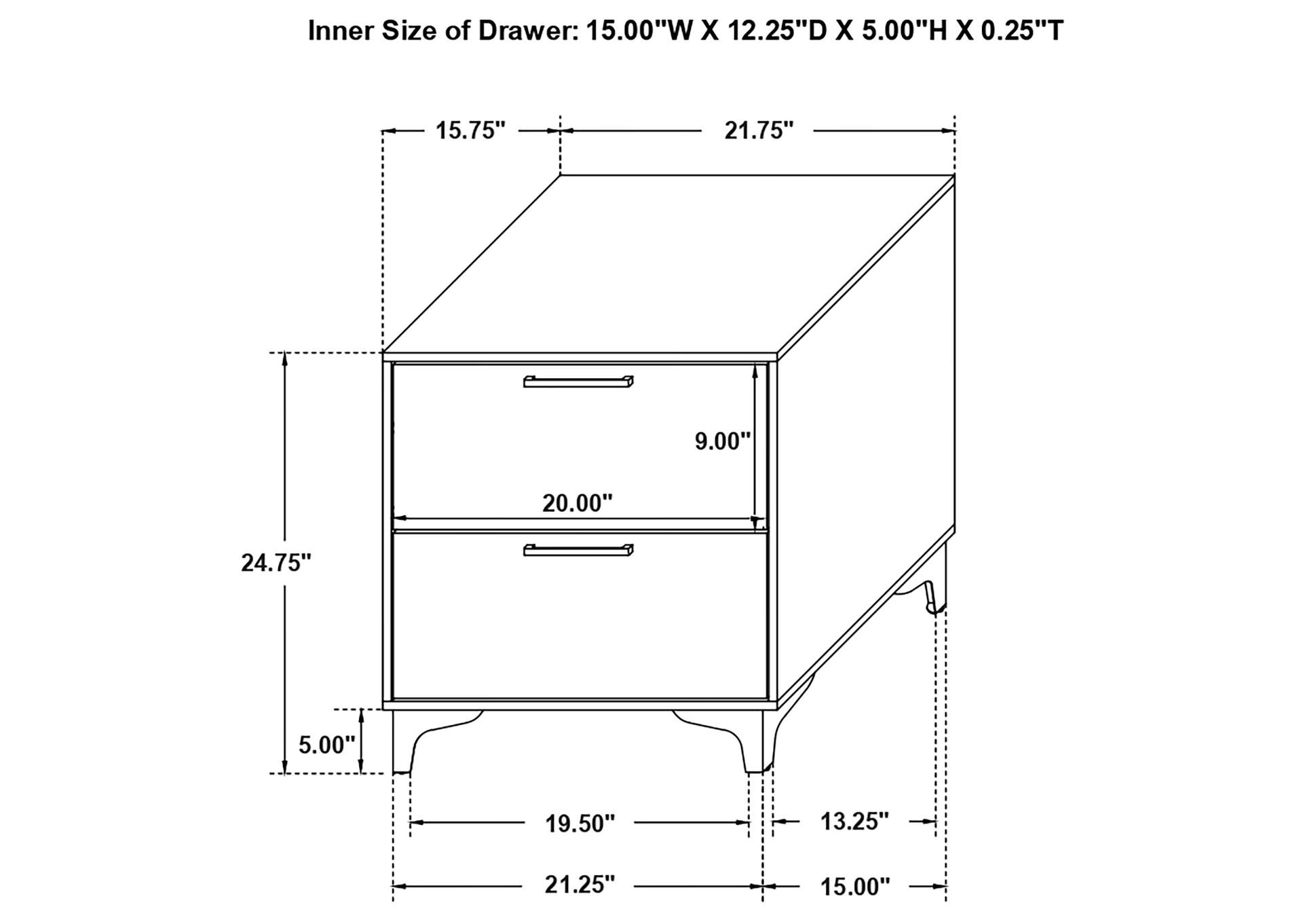 Kendall 2-drawer Nightstand White,Coaster Furniture