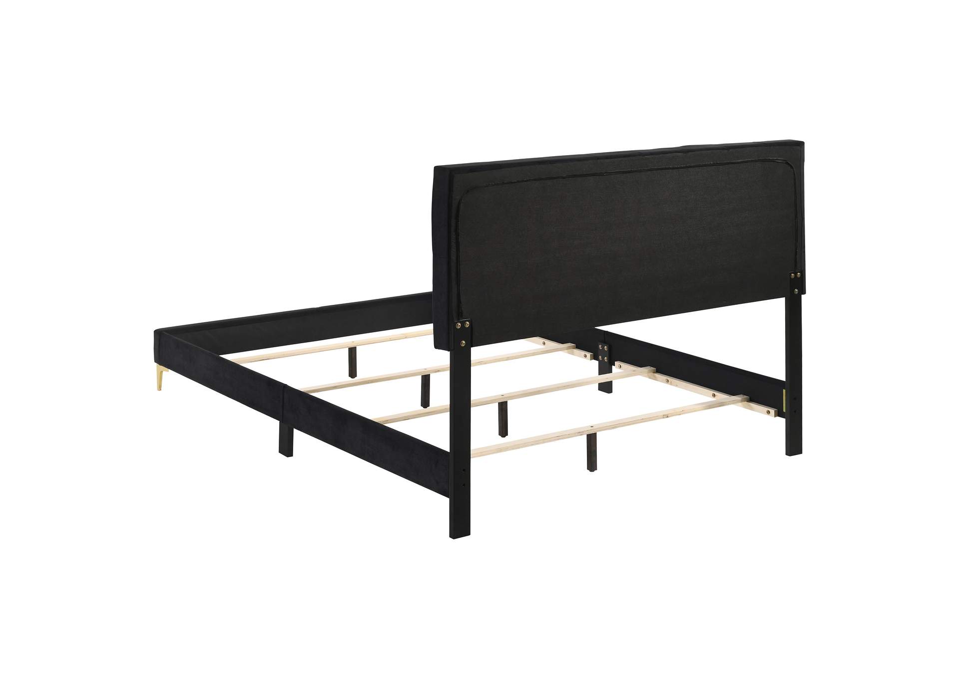 Kendall Tufted Panel Eastern King Bed Black and Gold,Coaster Furniture