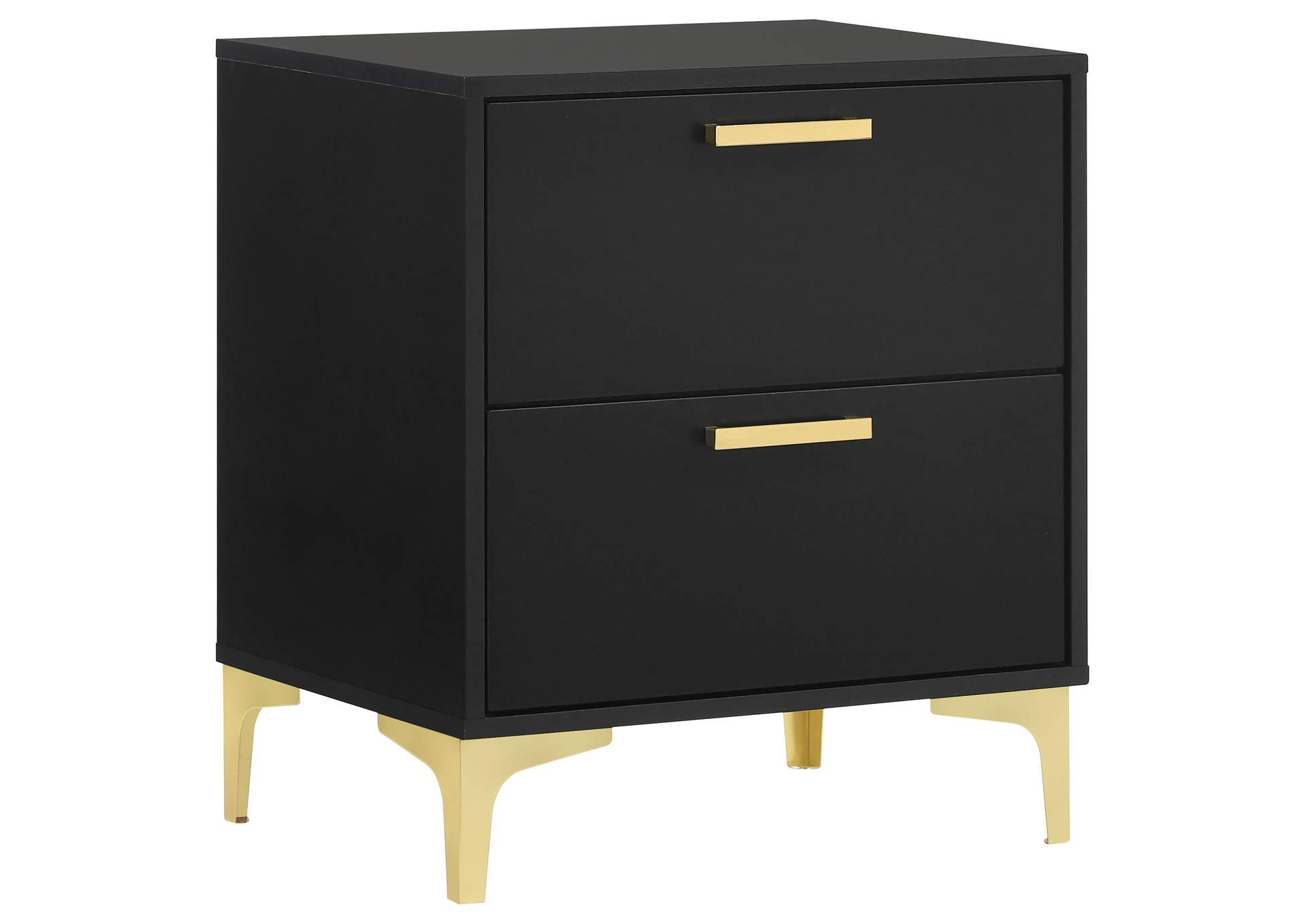 Kendall 2-Drawer Nightstand Black and Gold,Coaster Furniture