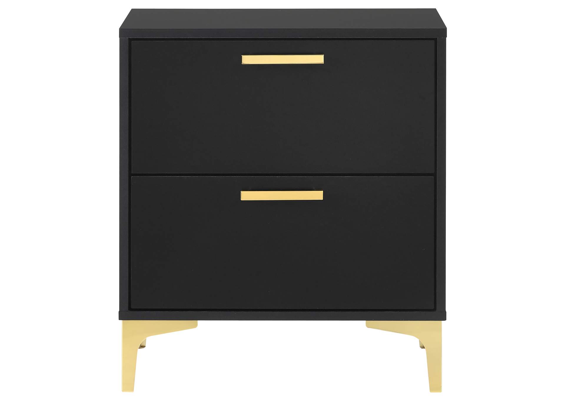 Kendall 2-Drawer Nightstand Black and Gold,Coaster Furniture