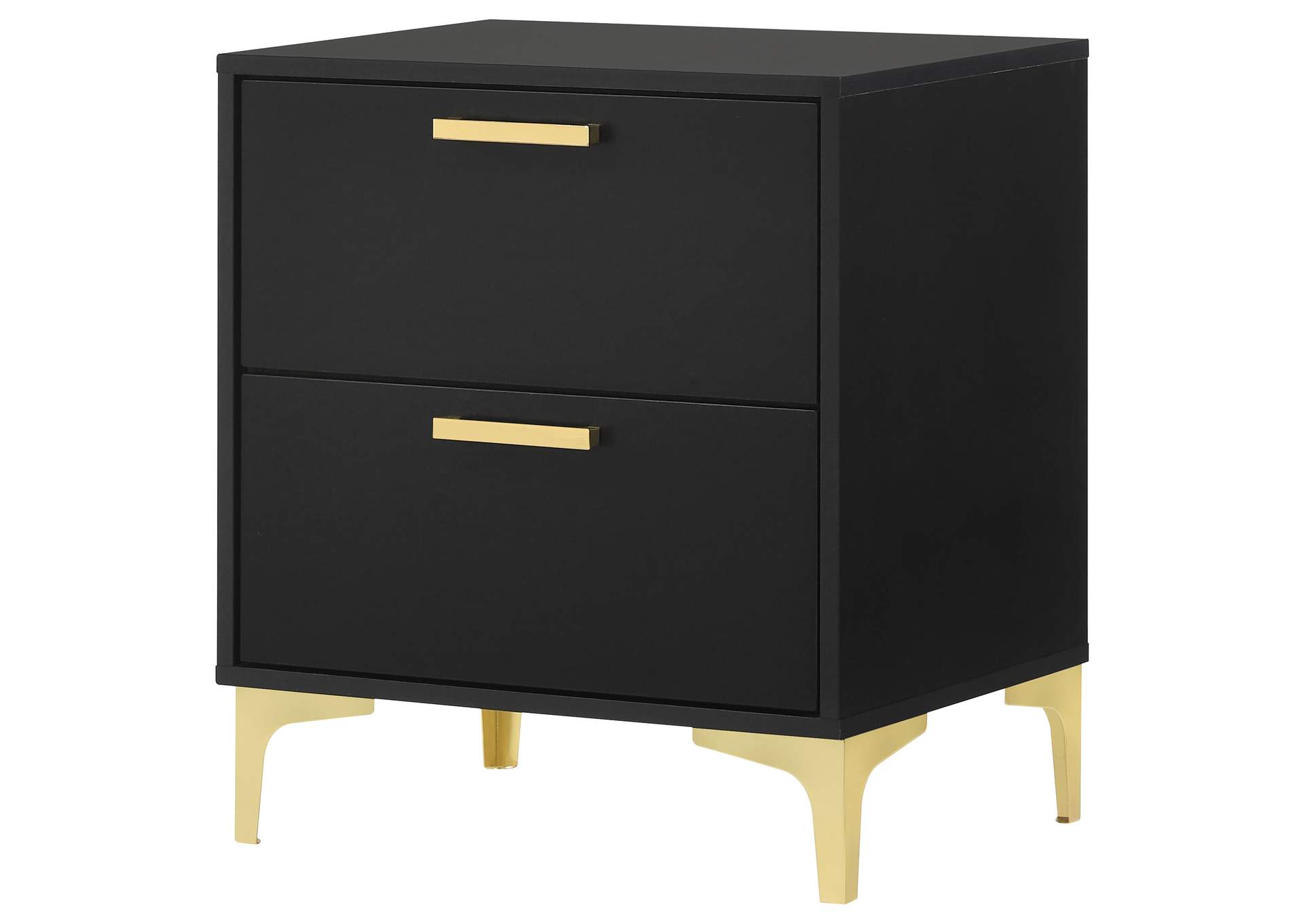 Kendall 2-Drawer Nightstand Black and Gold,Coaster Furniture