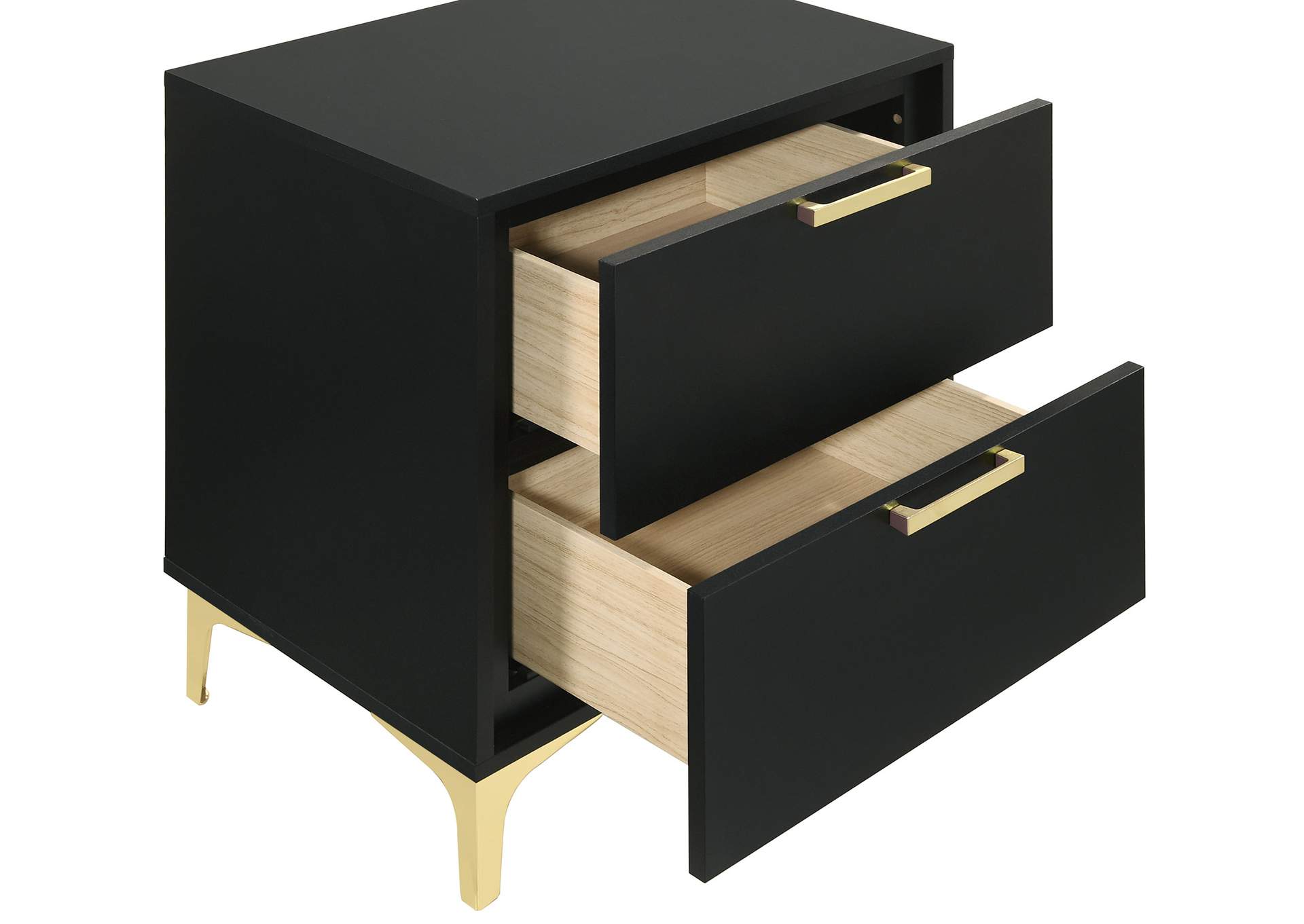 Kendall 2-Drawer Nightstand Black and Gold,Coaster Furniture