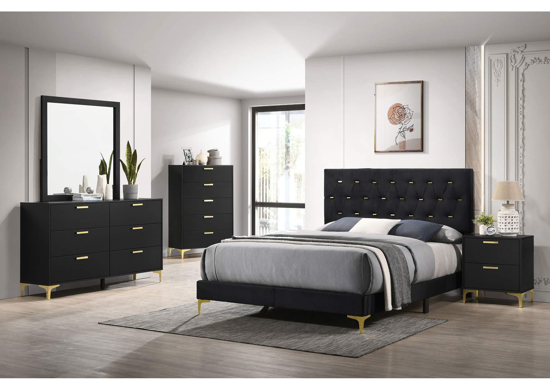 Kendall 2-Drawer Nightstand Black and Gold,Coaster Furniture