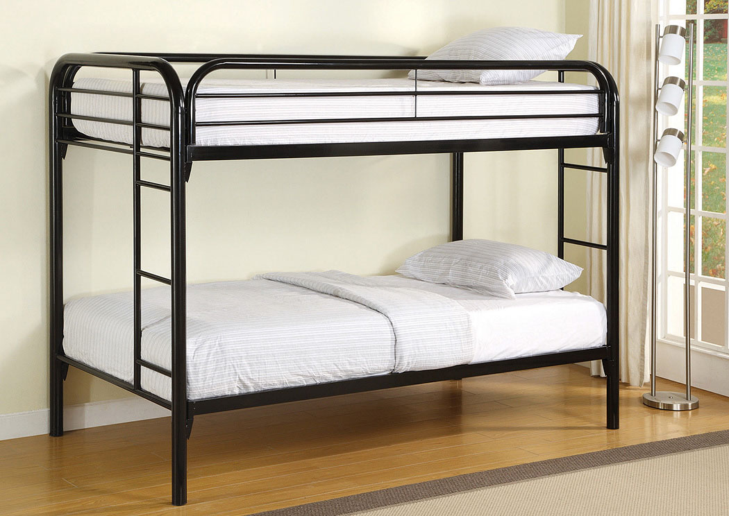 Contemporary Twin Black Metal Bunk Bed, Furniture Liquidators Bunk Beds
