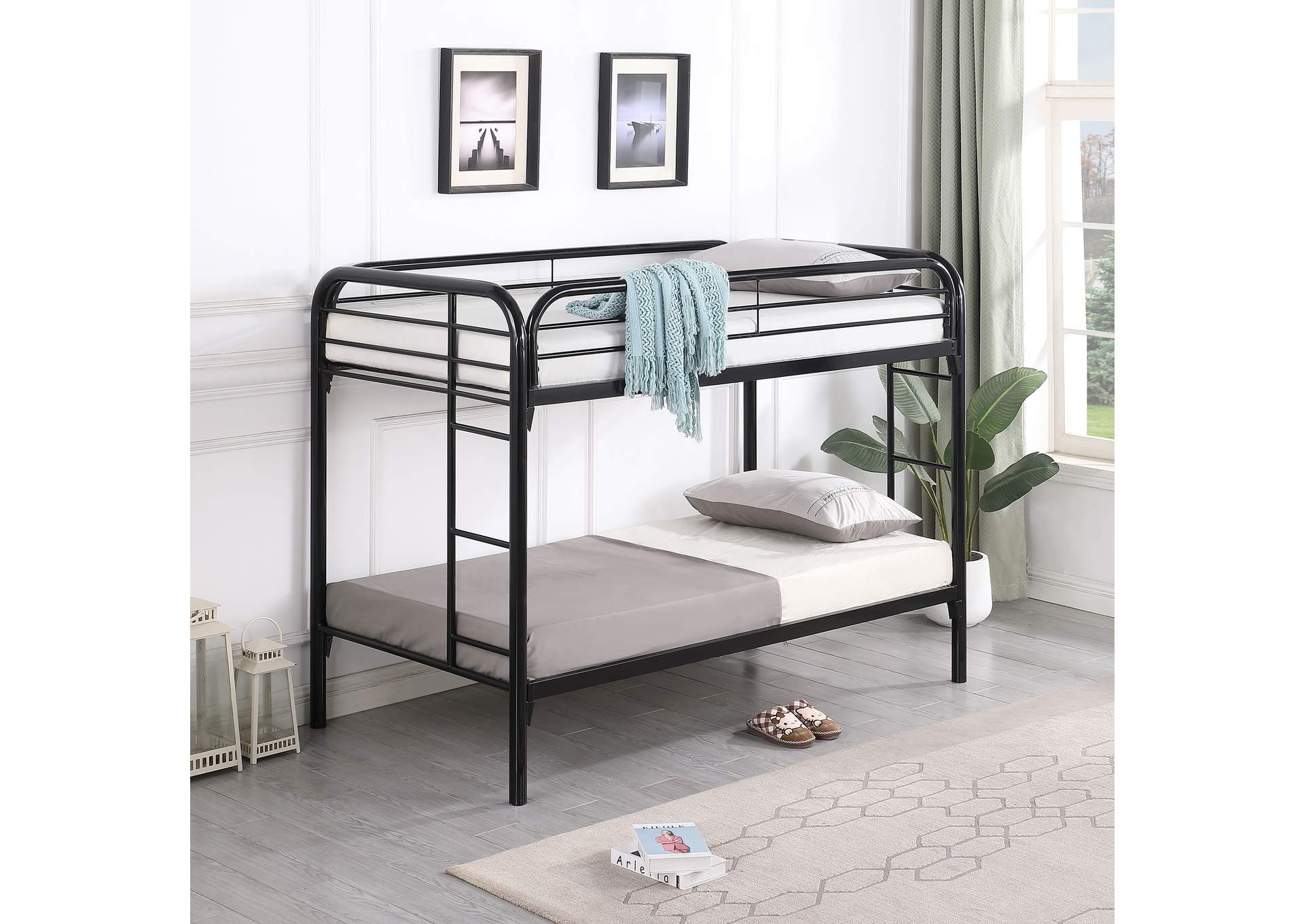 Morgan Twin over Twin Bunk Bed Black,Coaster Furniture