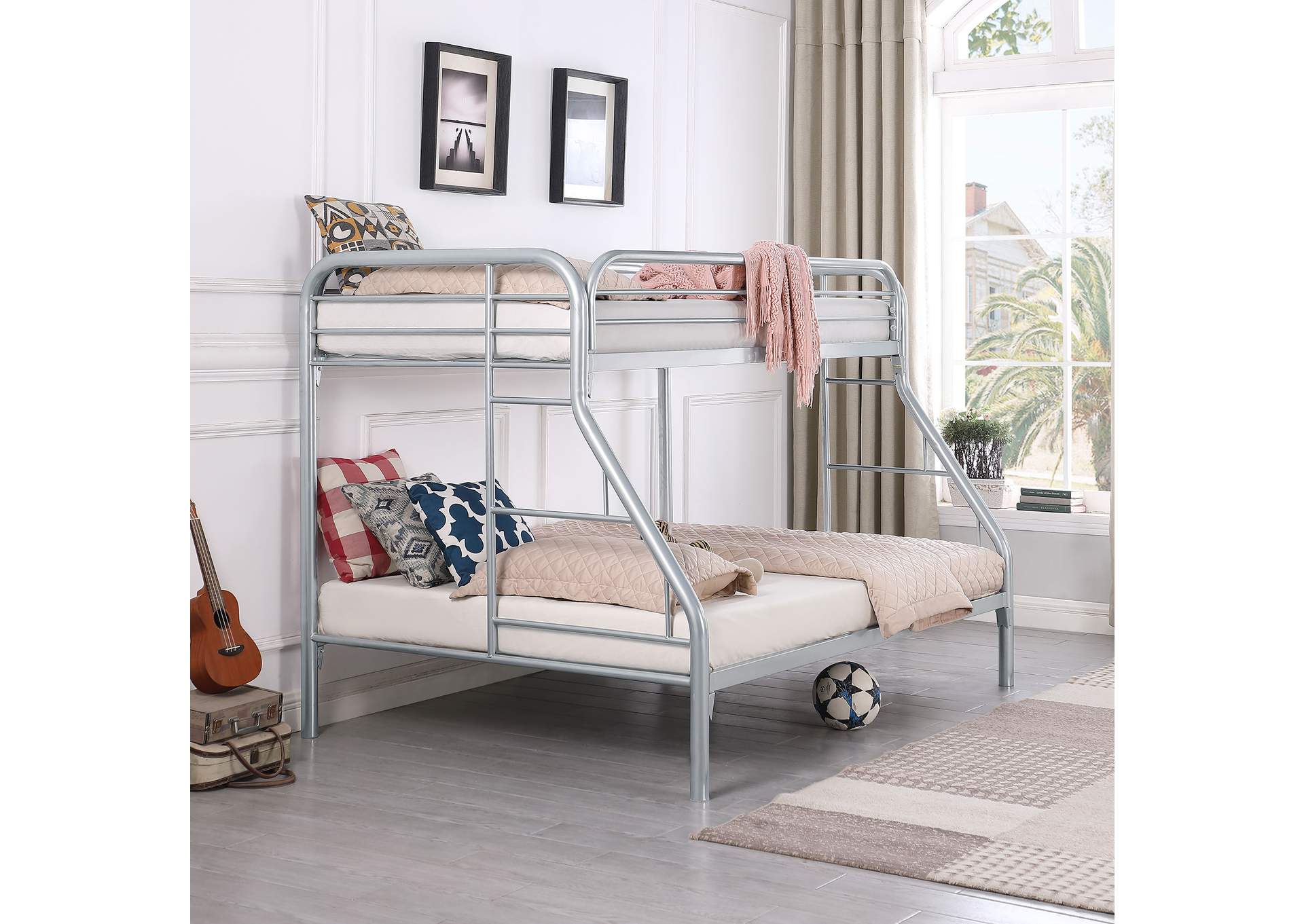 Morgan Twin over Full Bunk Bed Silver,Coaster Furniture