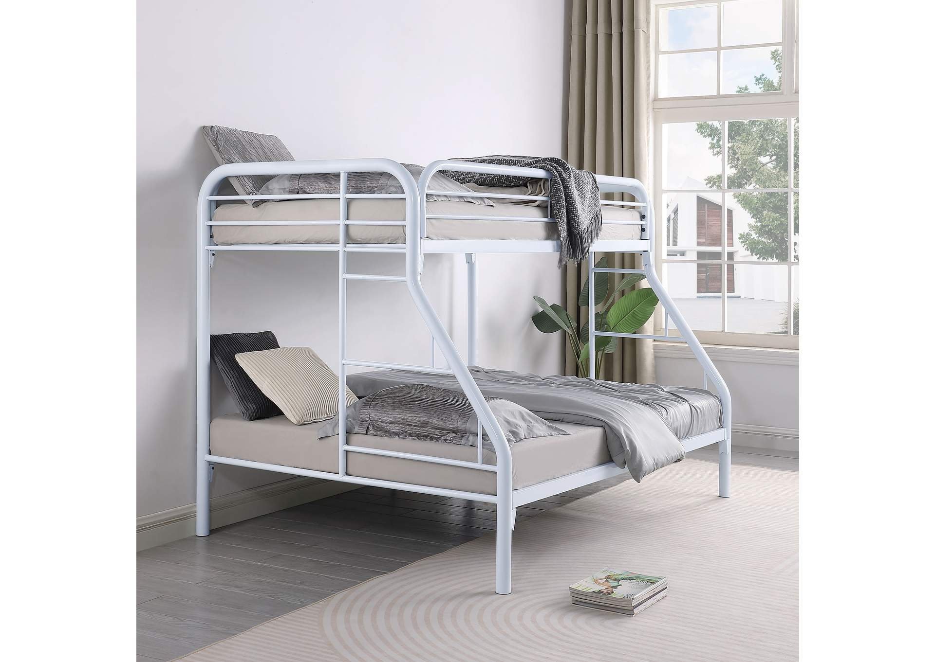 Morgan Twin over Full Bunk Bed White,Coaster Furniture