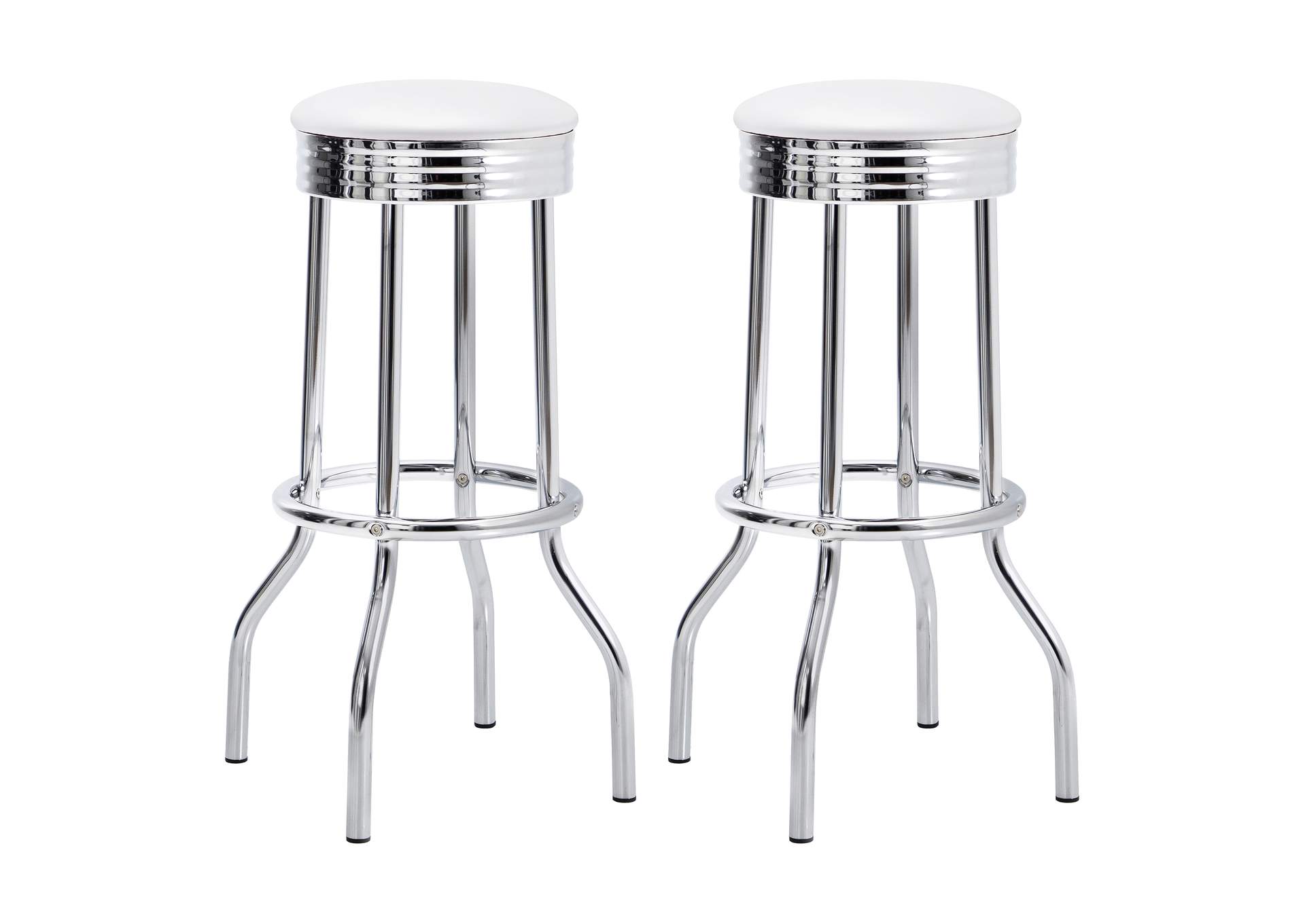 Theodore Upholstered Top Bar Stools White and Chrome (Set of 2),Coaster Furniture