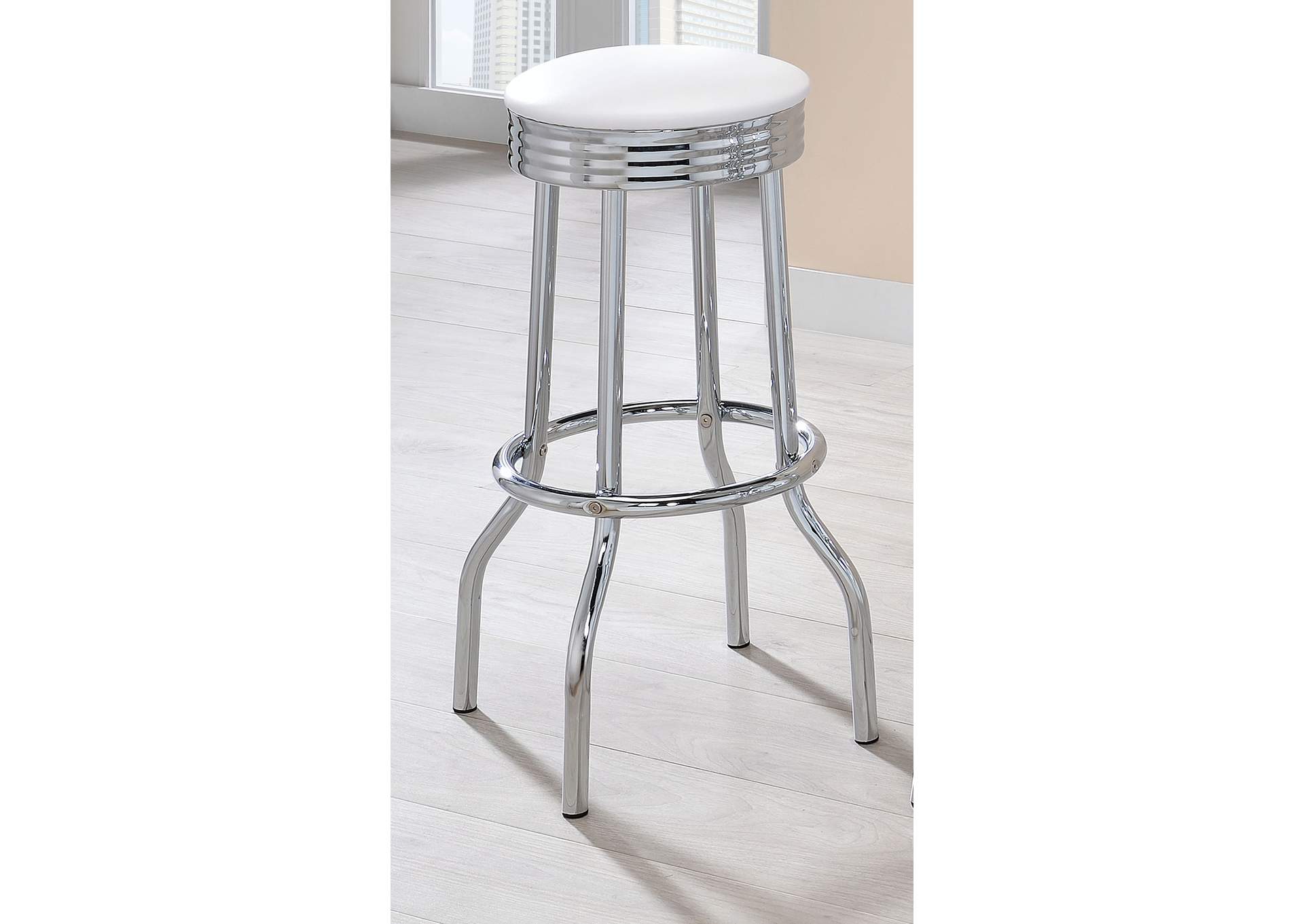 Theodore Upholstered Top Bar Stools White and Chrome (Set of 2),Coaster Furniture