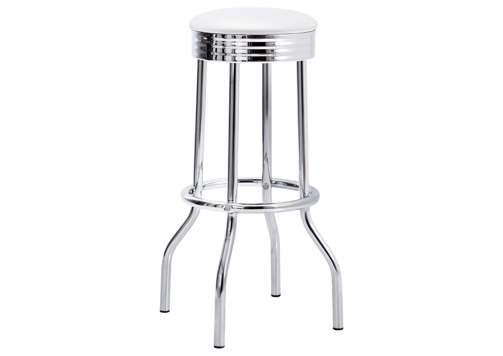 Theodore Upholstered Top Bar Stools White and Chrome (Set of 2),Coaster Furniture