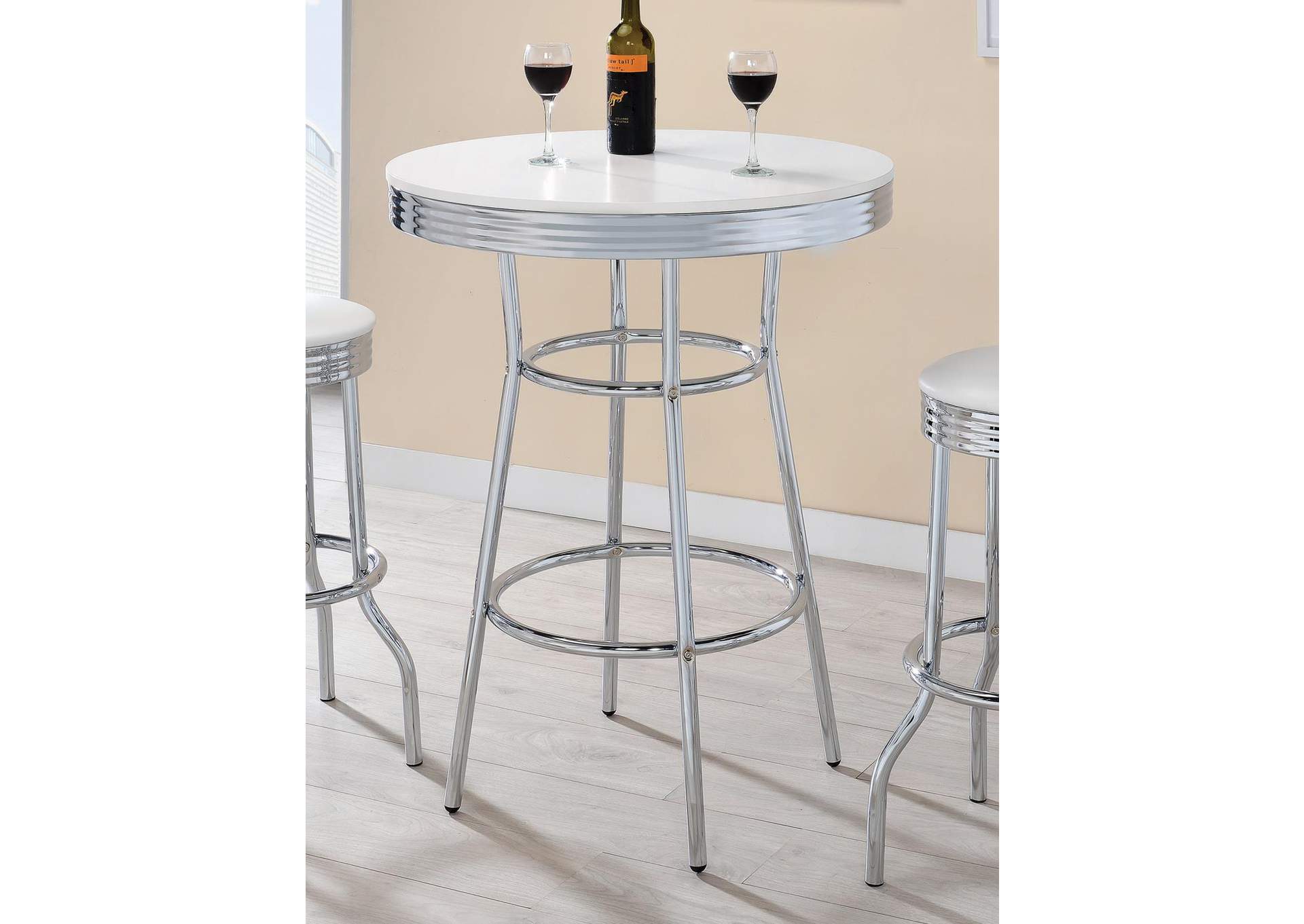 White High Gloss White Contemporary Round Bar Table,Coaster Furniture