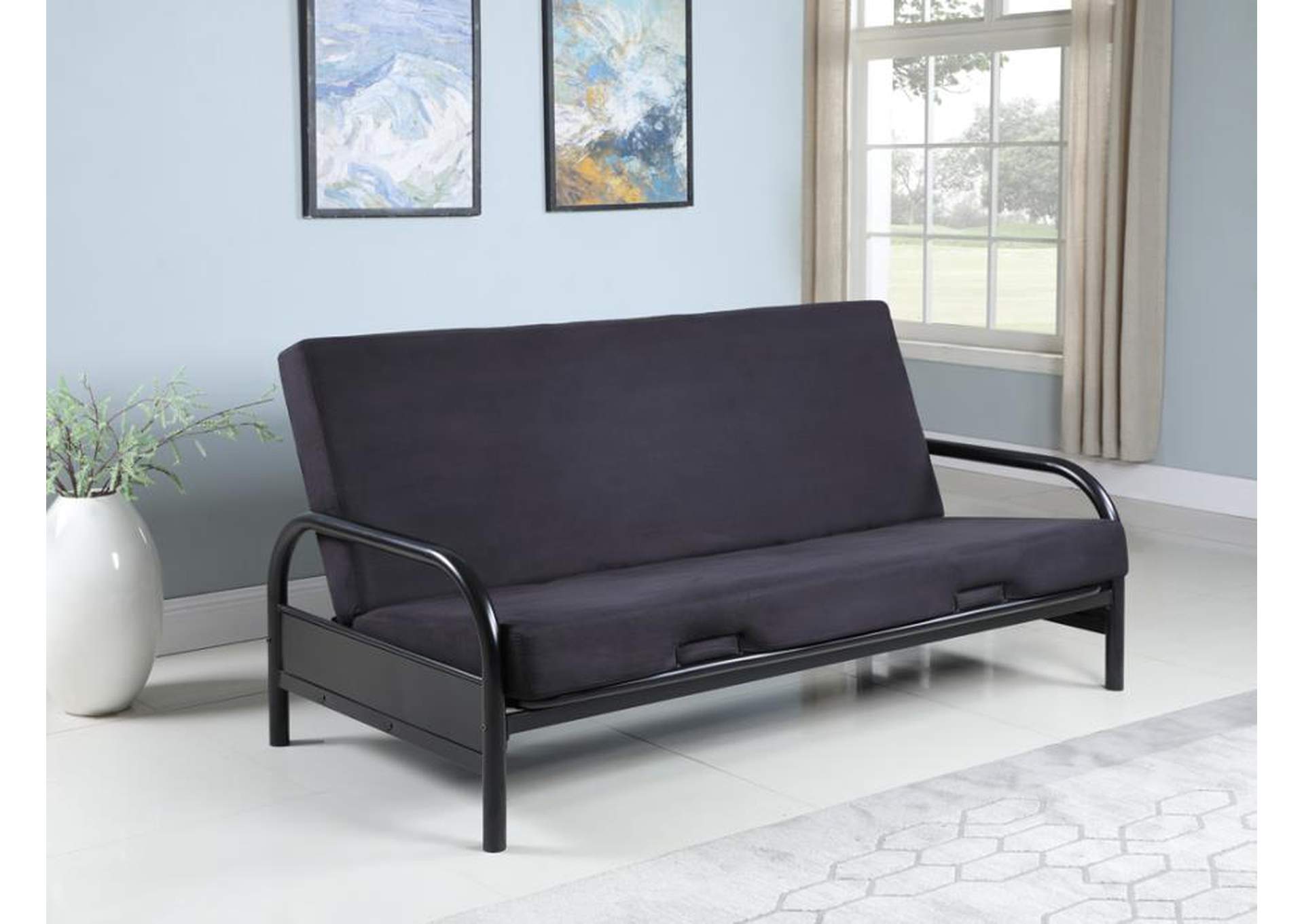 Tufted Futon Glossy Black,Coaster Furniture