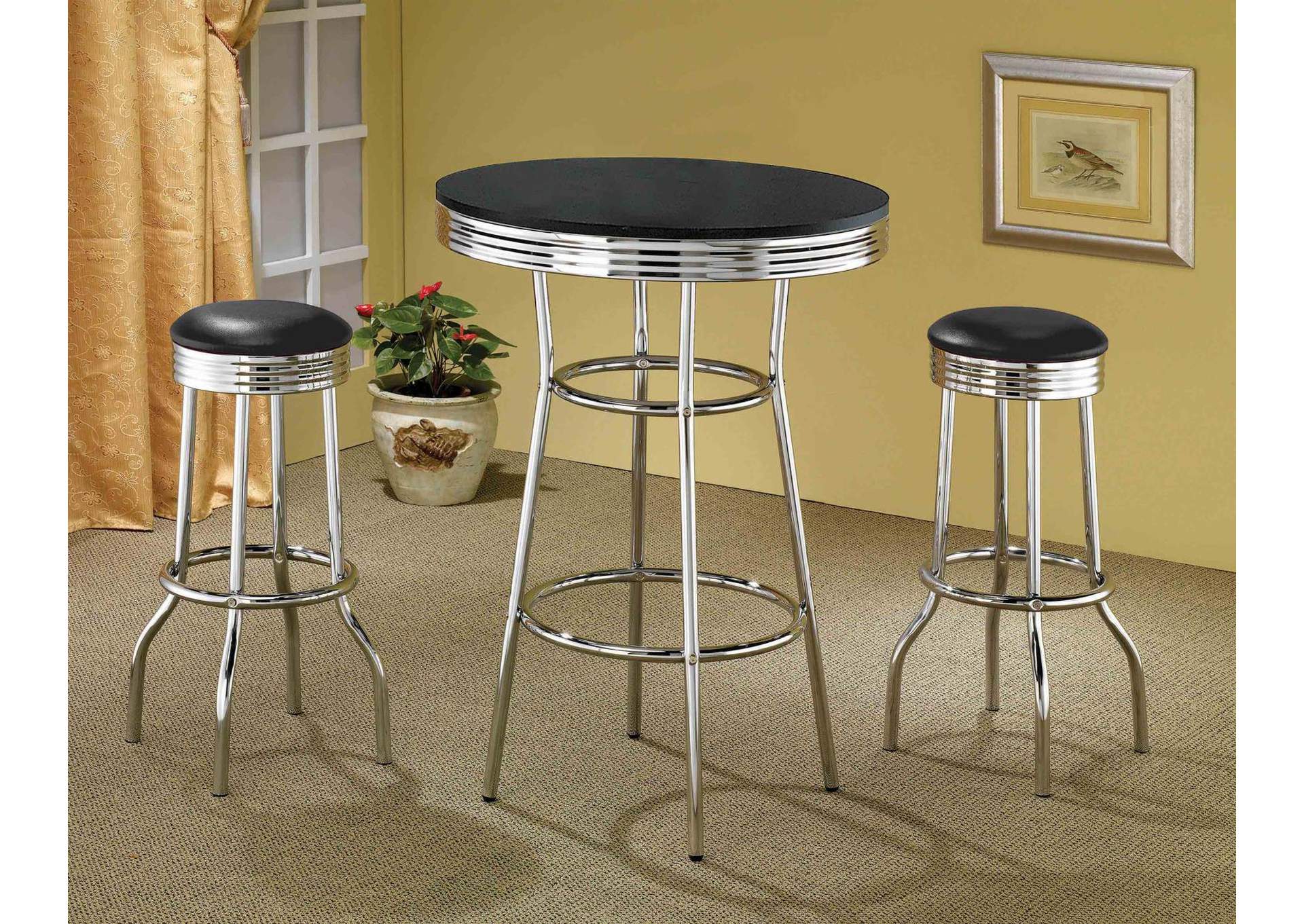 Round Bar Table Black and Chrome,Coaster Furniture