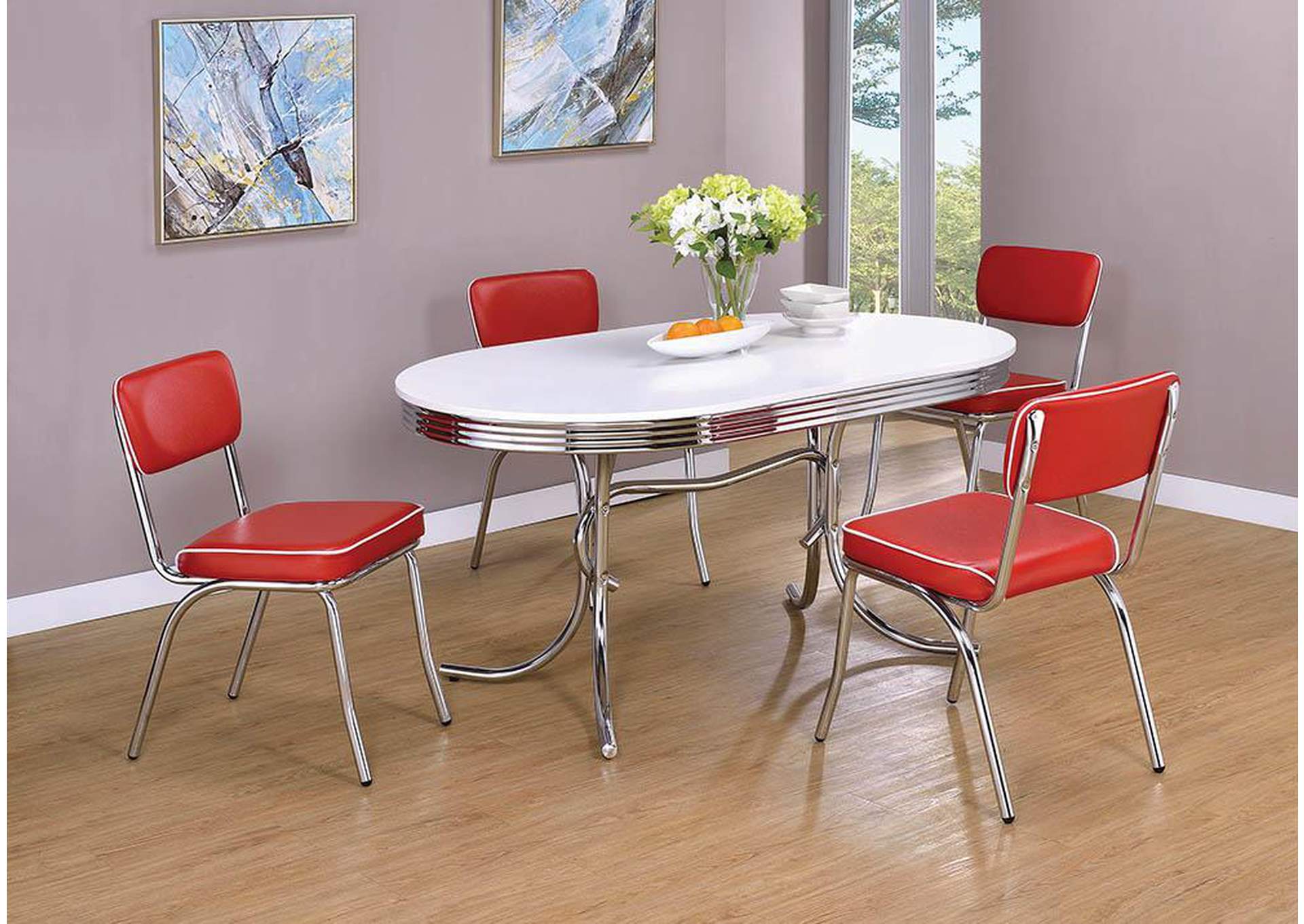 Chrome Plated Retro Dining Chair (Set of 2),ABF Coaster Furniture