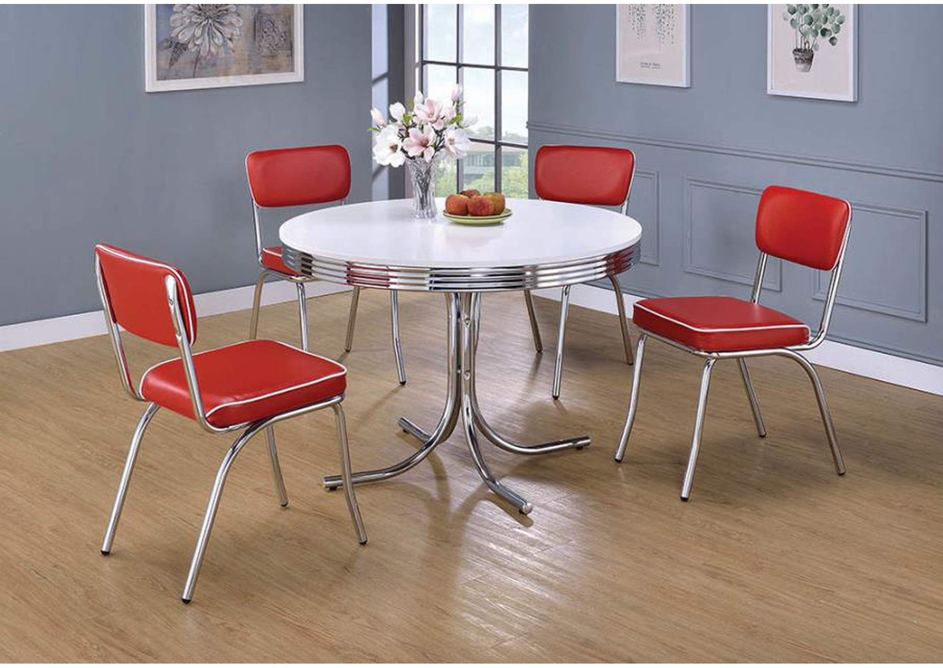 Retro Open Back Side Chairs Red And Chrome (Set Of 2),Coaster Furniture