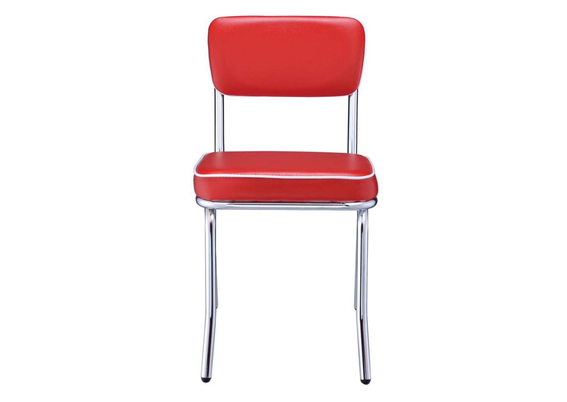 Retro Open Back Side Chairs Red And Chrome (Set Of 2),Coaster Furniture