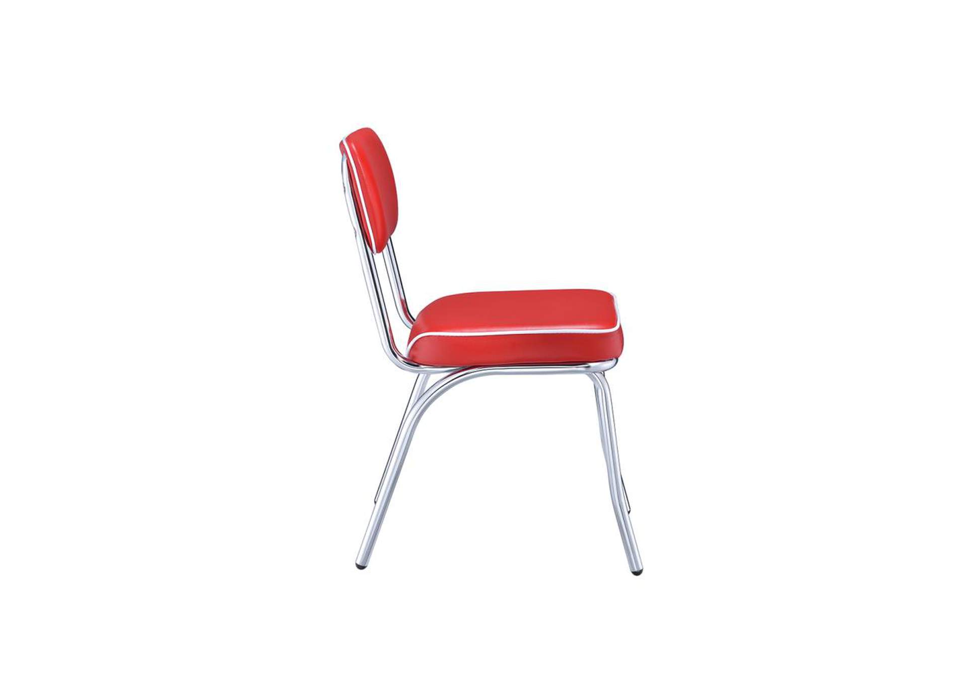 Retro Open Back Side Chairs Red And Chrome (Set Of 2),Coaster Furniture
