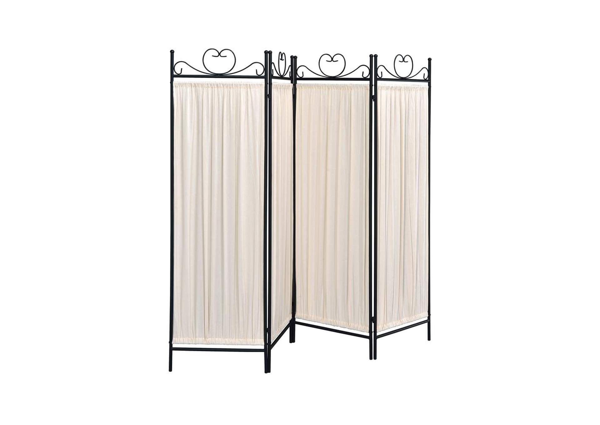 Swirl Traditional Black and Gold Four-Panel Folding Screen,Coaster Furniture