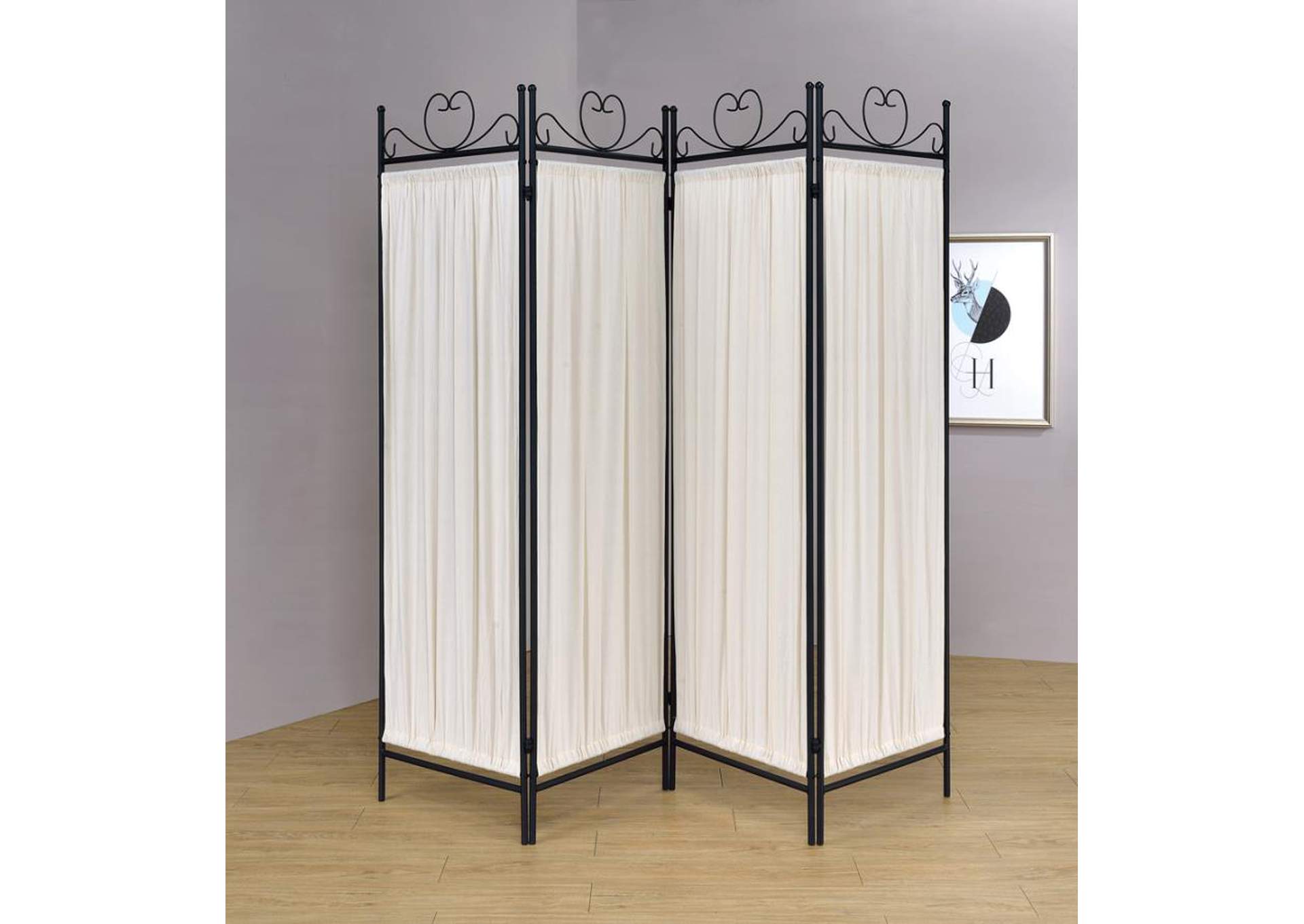 4-panel Folding Screen Beige and Black,Coaster Furniture