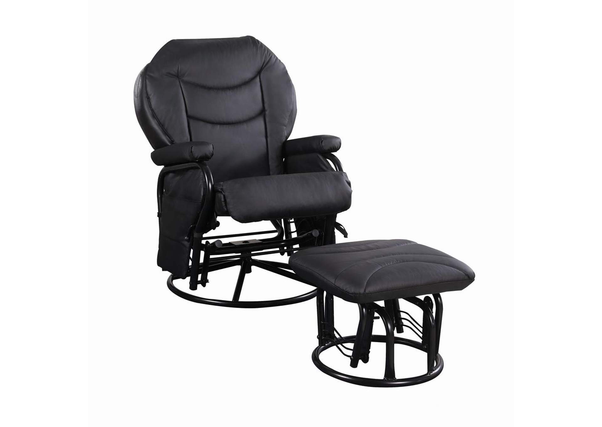 Upholstered Glider Recliner with Ottoman Black,Coaster Furniture