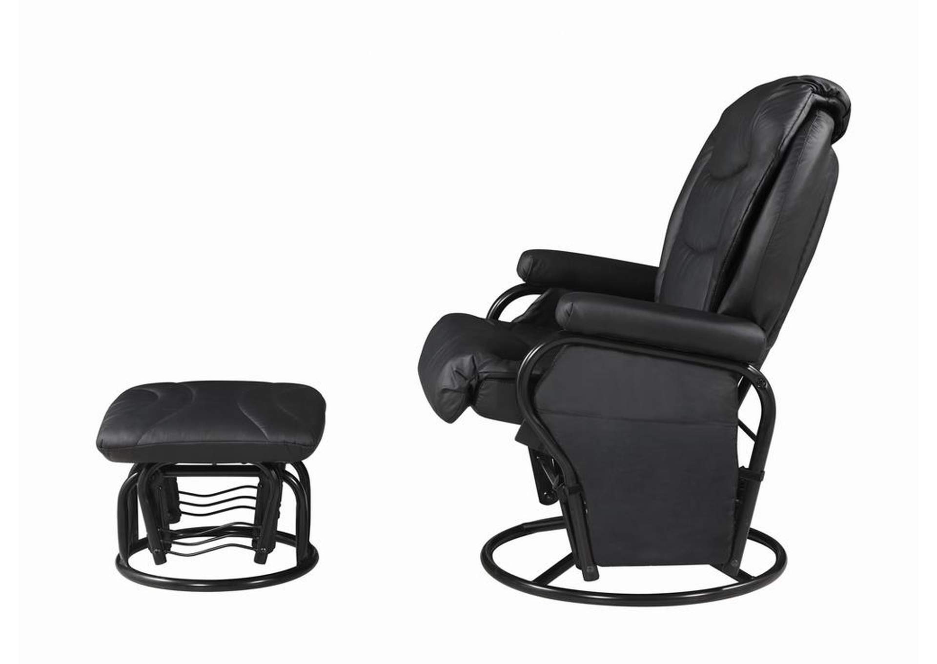 Upholstered Glider Recliner with Ottoman Black,Coaster Furniture
