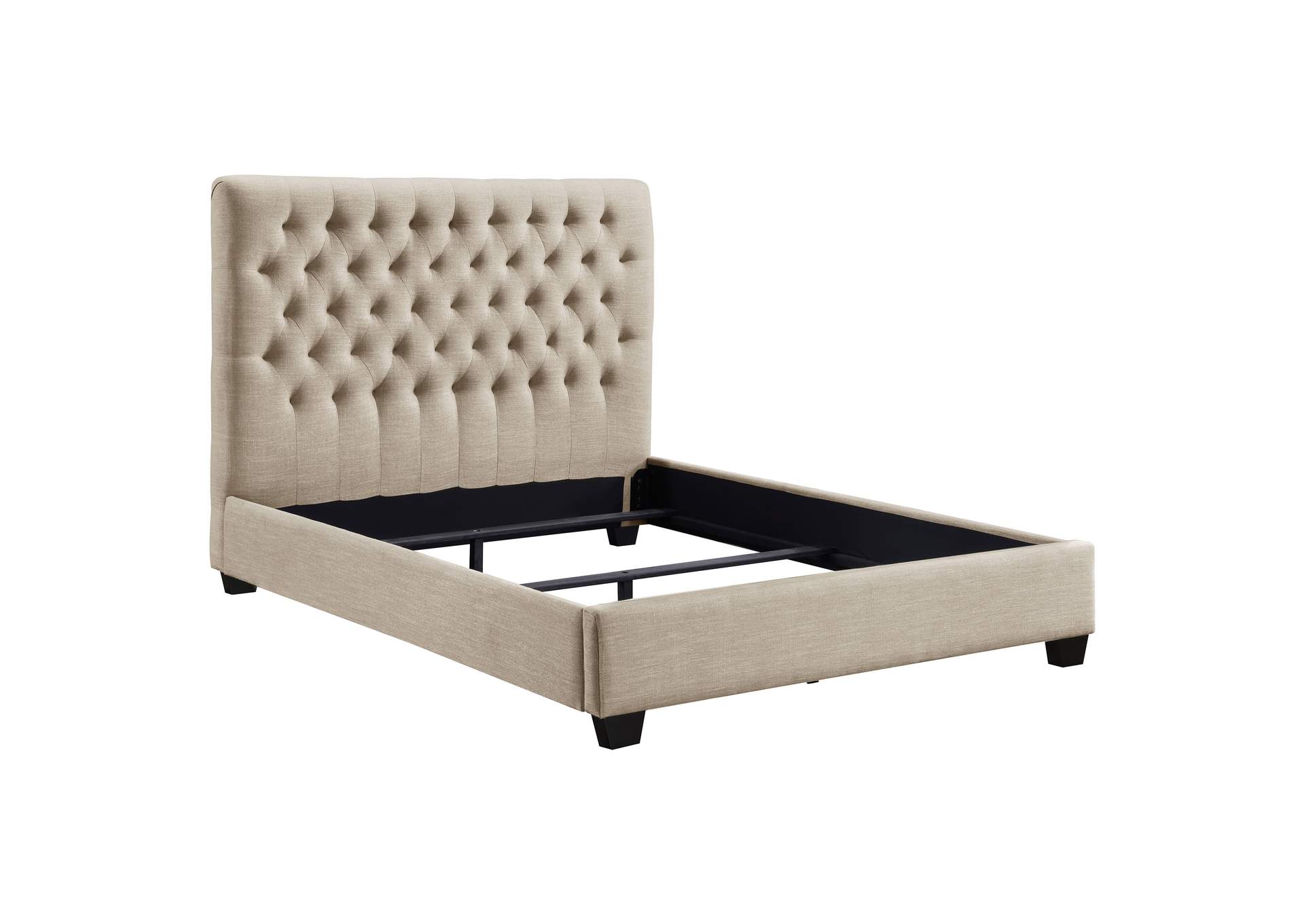 Chloe Tufted Upholstered Eastern King Bed Oatmeal,Coaster Furniture