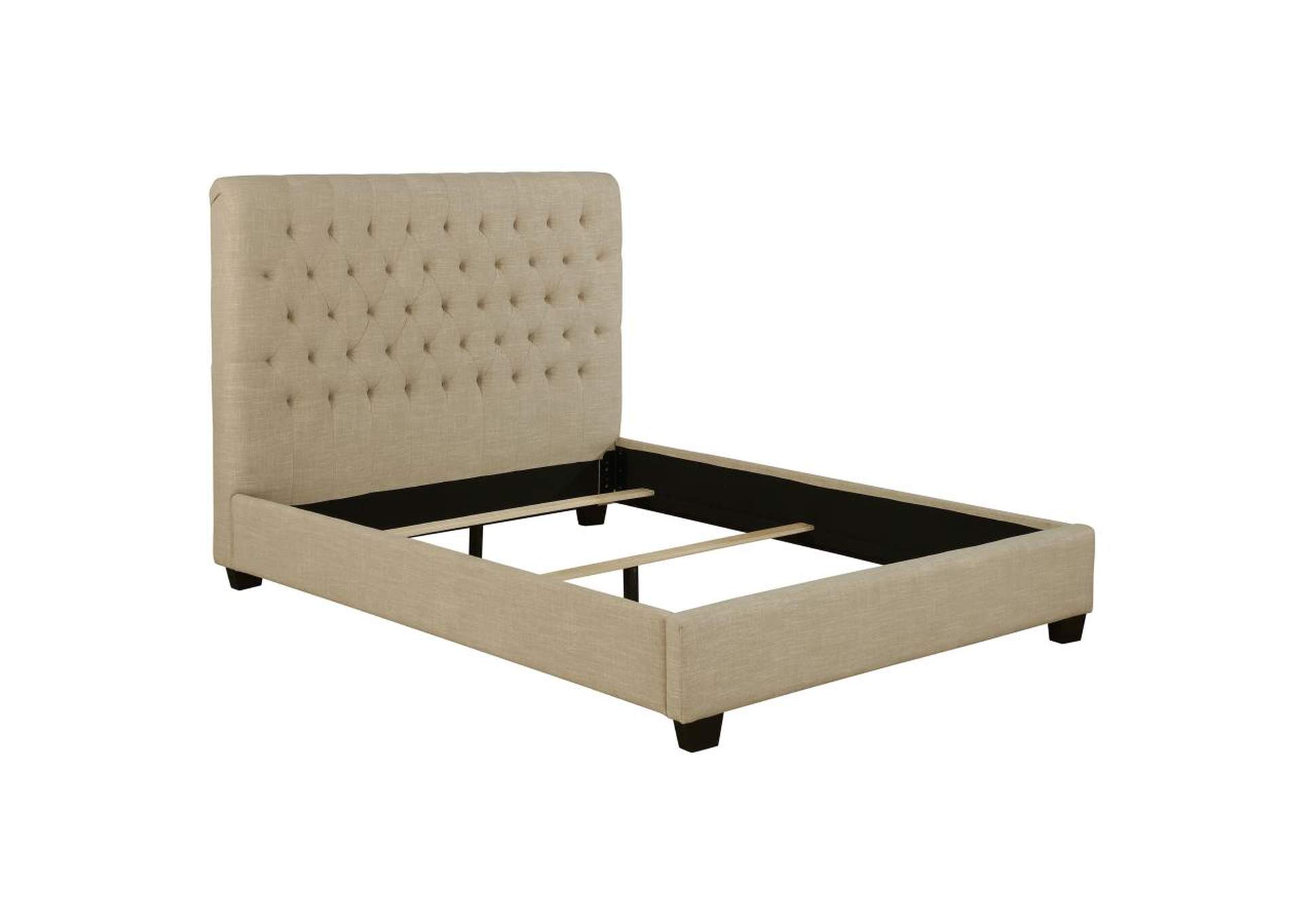 Chloe Tufted Upholstered Queen Bed Oatmeal,Coaster Furniture