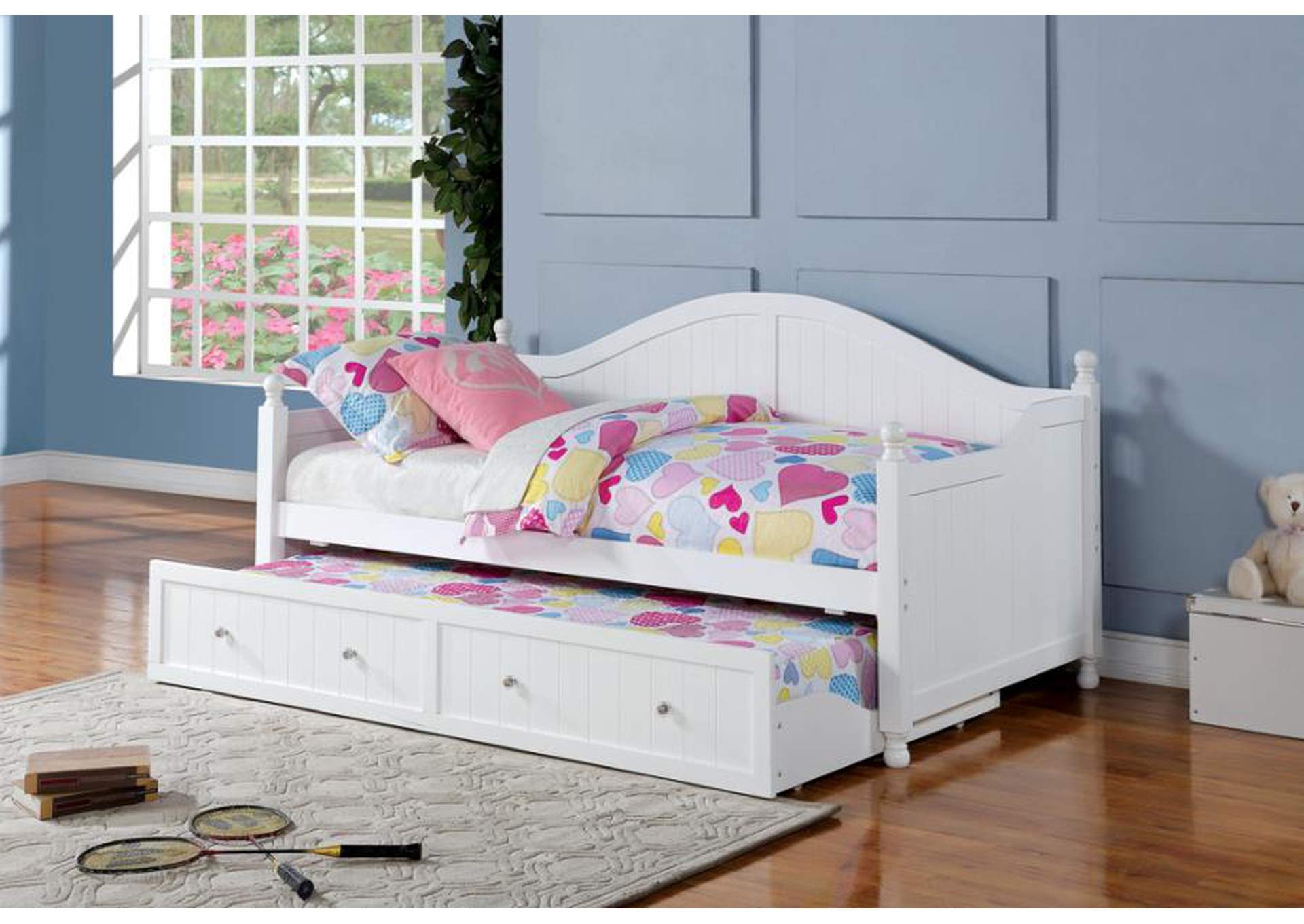 Twin Daybed with Trundle White,Coaster Furniture