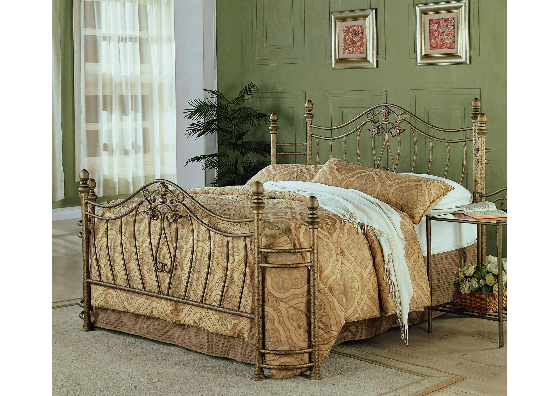 Sydney Queen Bed Antique Brushed Gold,Coaster Furniture