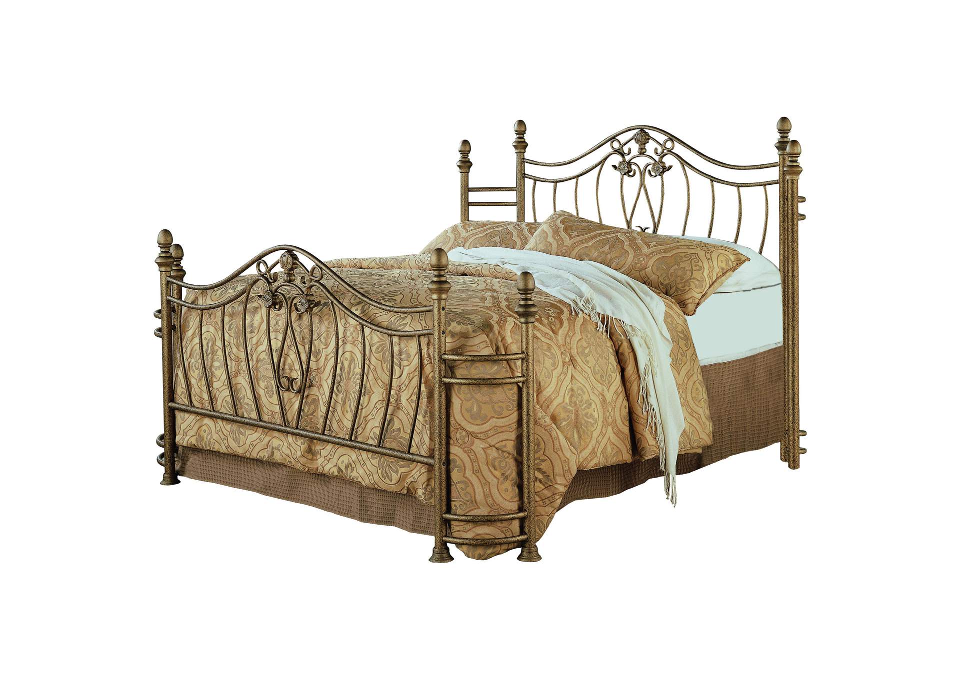 Sydney Queen Bed Antique Brushed Gold,Coaster Furniture