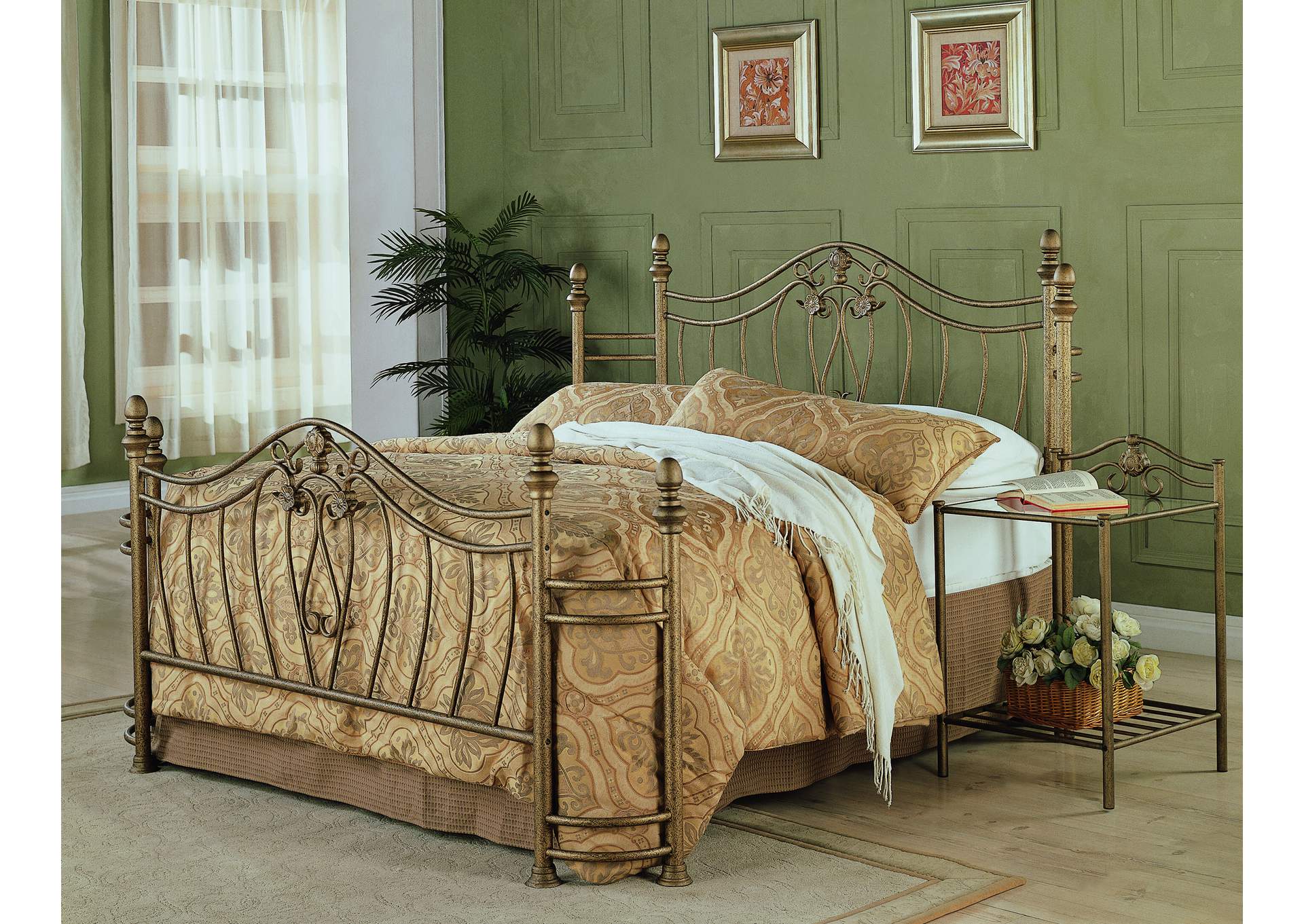 Sydney Queen Bed Antique Brushed Gold,Coaster Furniture