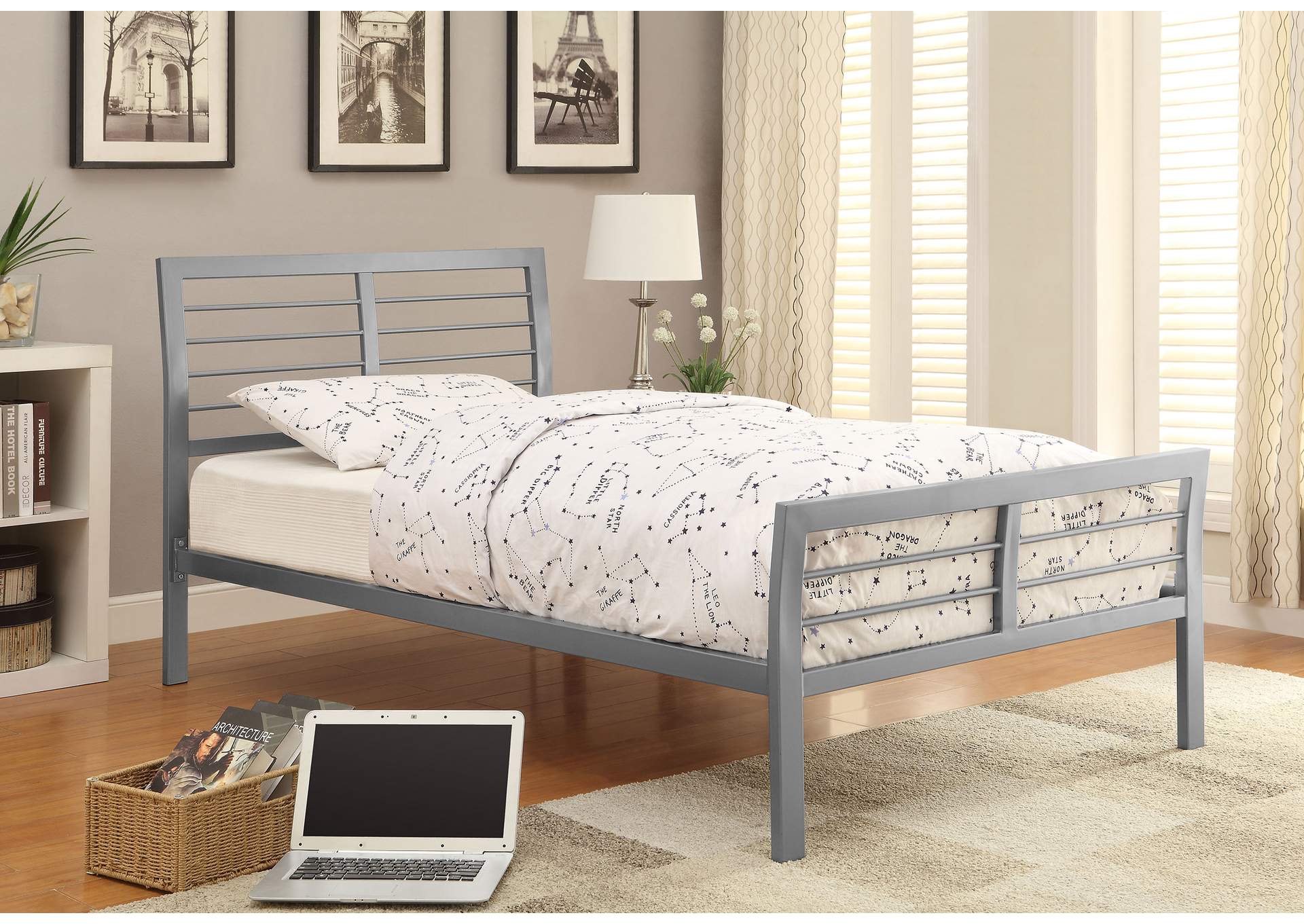 Cooper Full Metal Bed Silver,Coaster Furniture