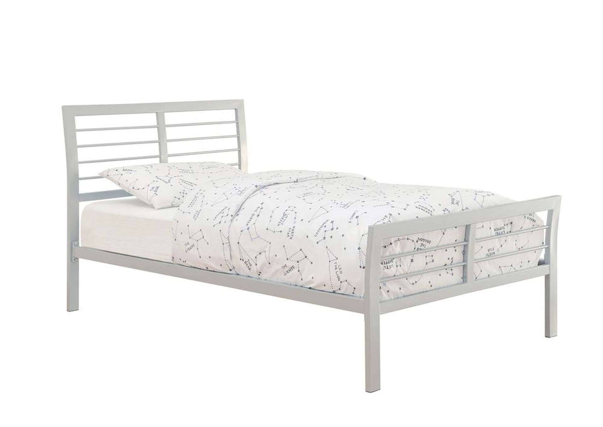 Gallery Cooper Contemporary Silver Metal Twin Bed,Coaster Furniture