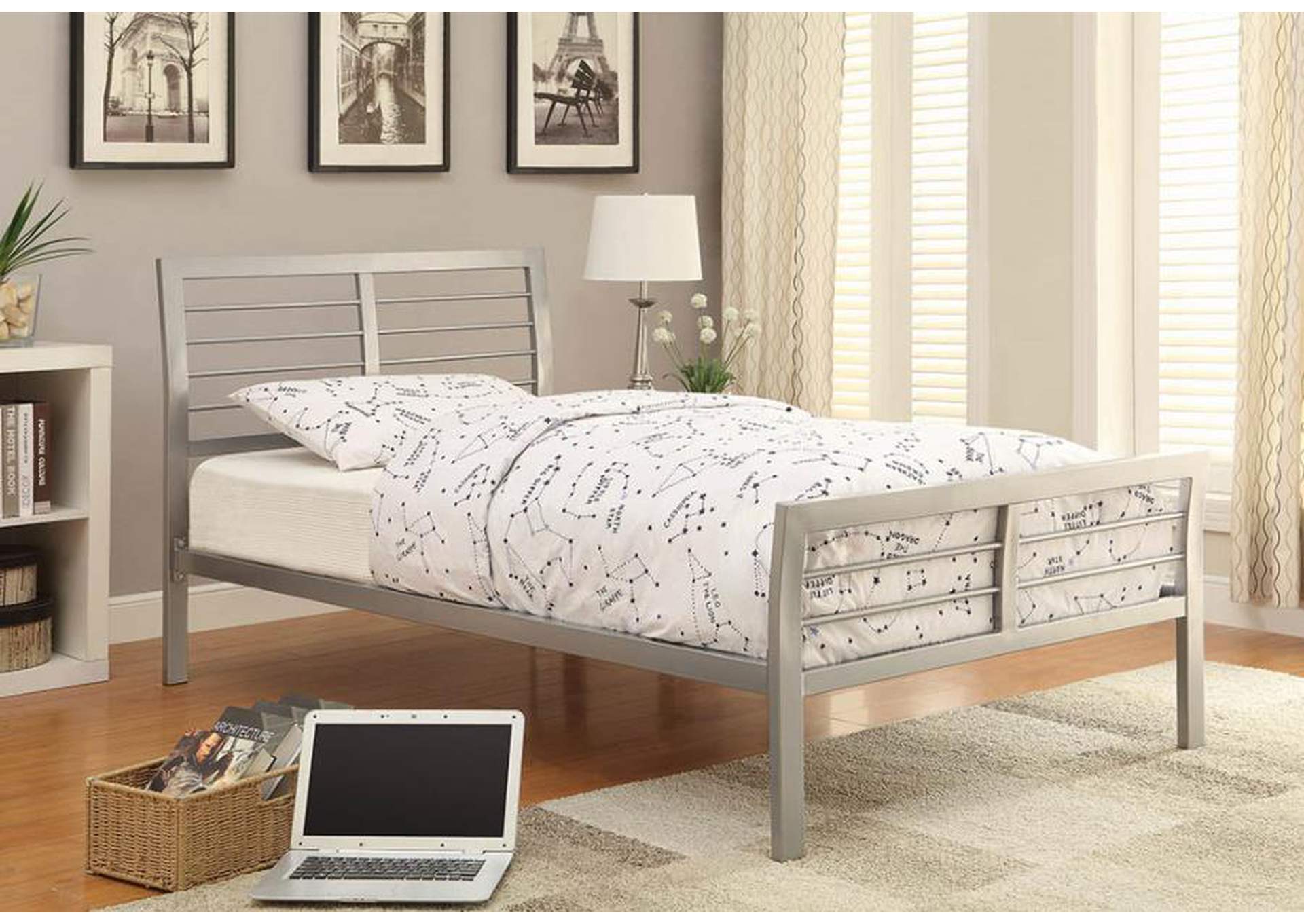Cooper Twin Metal Bed Silver,Coaster Furniture