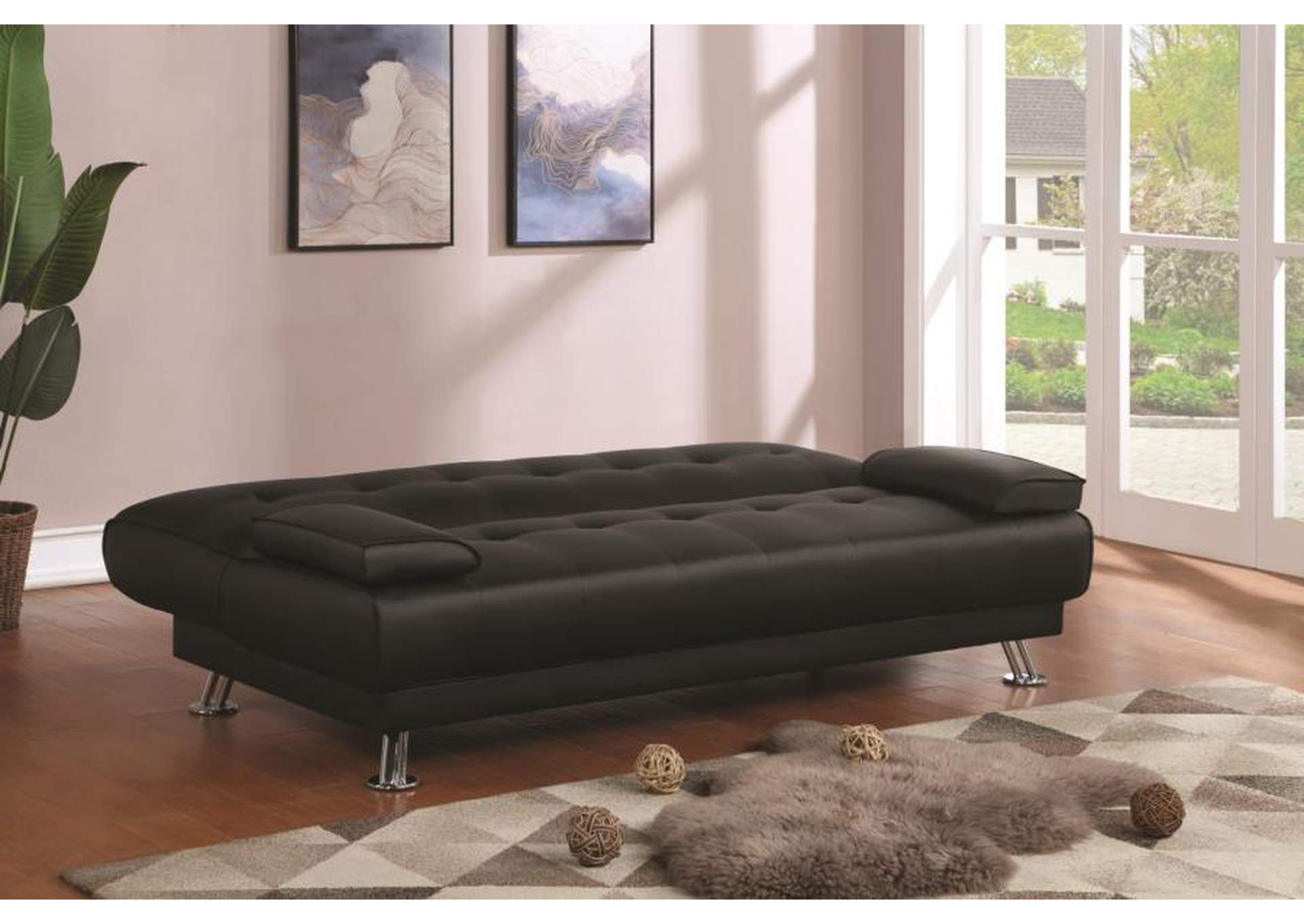 Pierre Tufted Upholstered Sofa Bed Black,Coaster Furniture