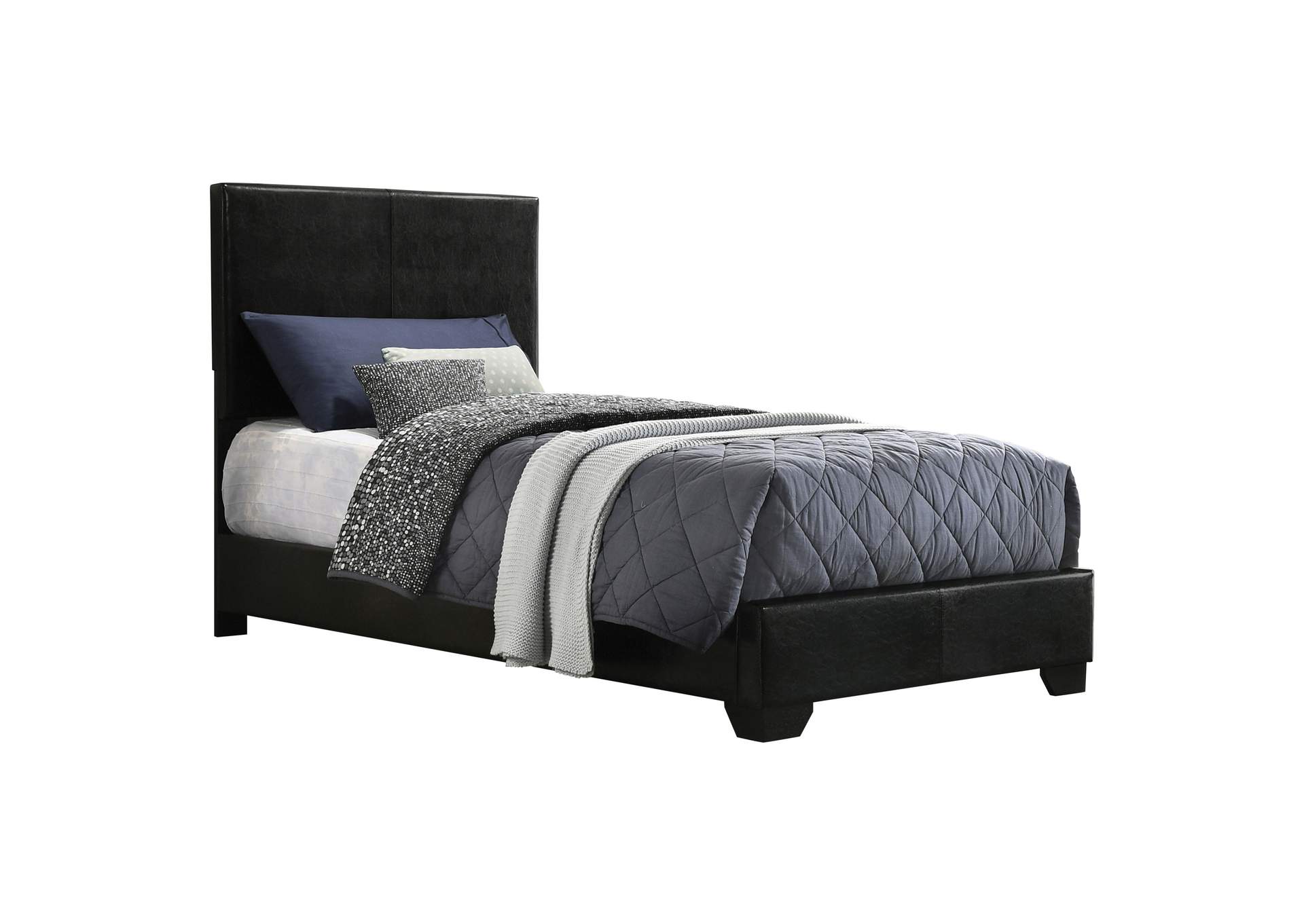 Conner Twin Upholstered Panel Bed Black,Coaster Furniture