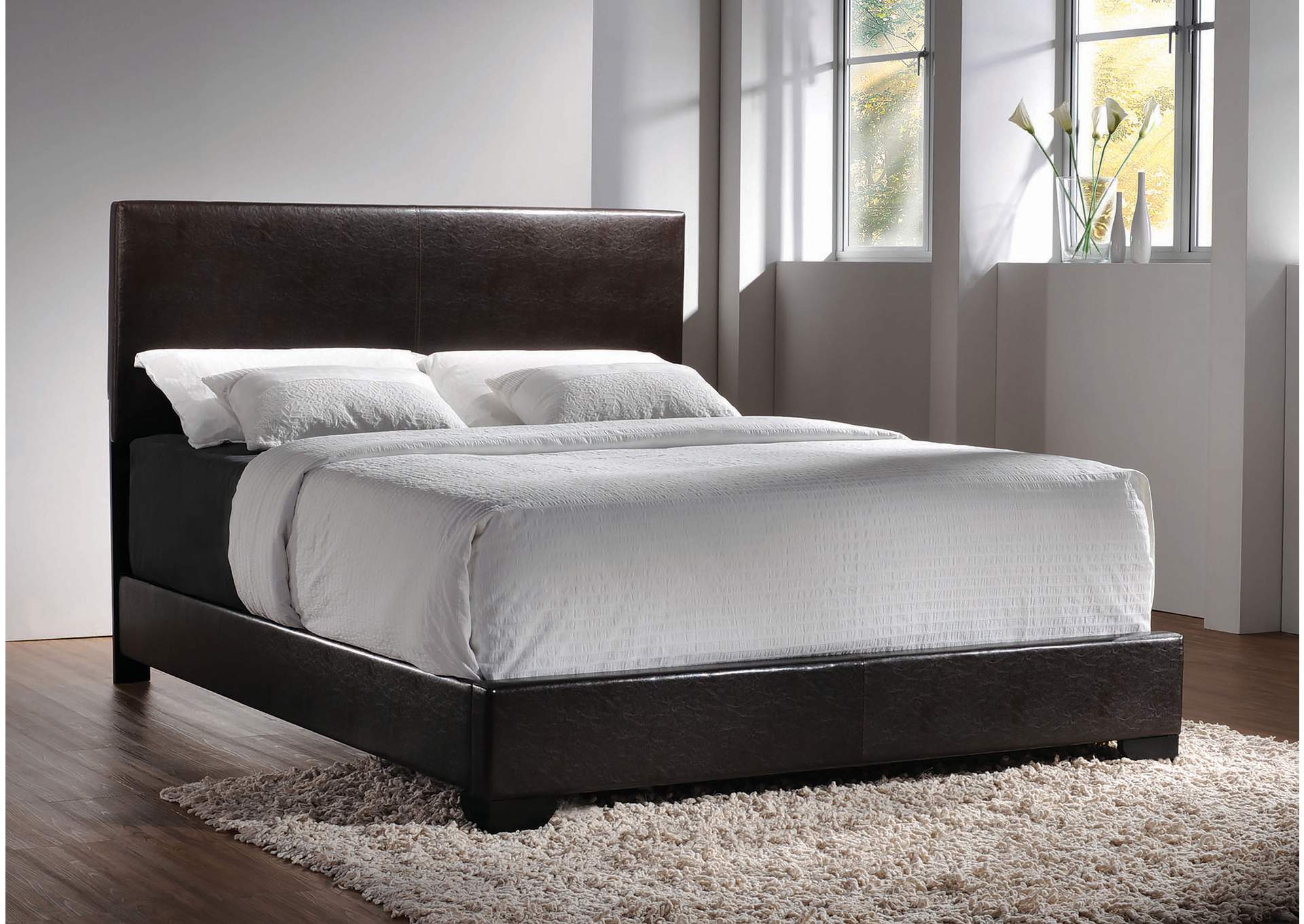 Conner California King Upholstered Panel Bed Dark Brown,Coaster Furniture