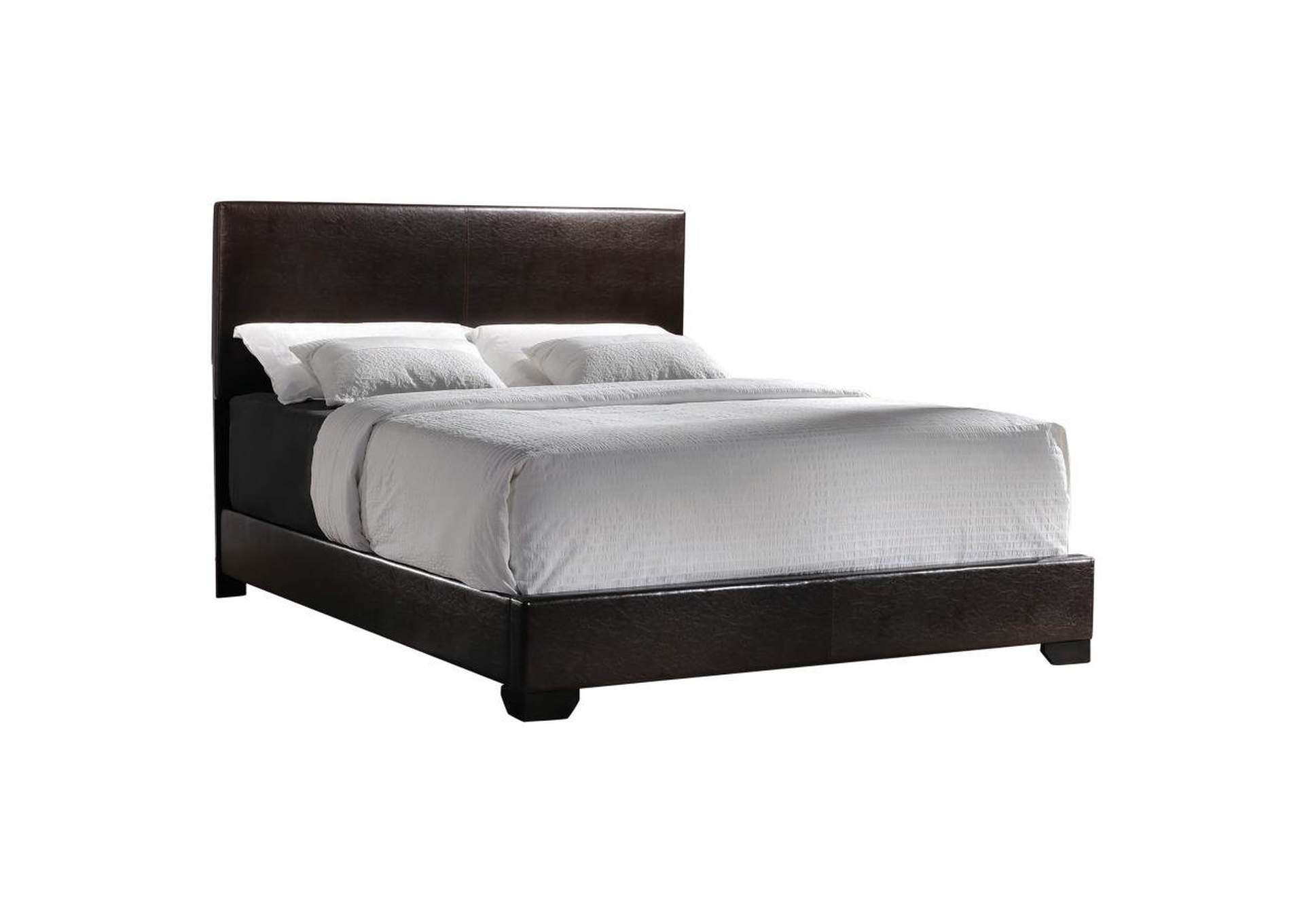 Conner Queen Upholstered Panel Bed Black And Dark Brown,Coaster Furniture