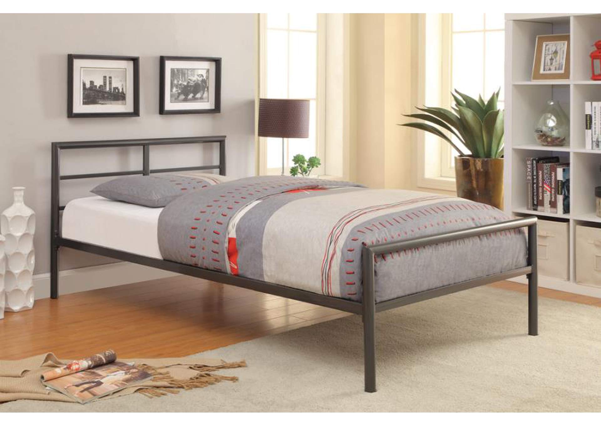 Fisher Twin Metal Bed Gunmetal,Coaster Furniture