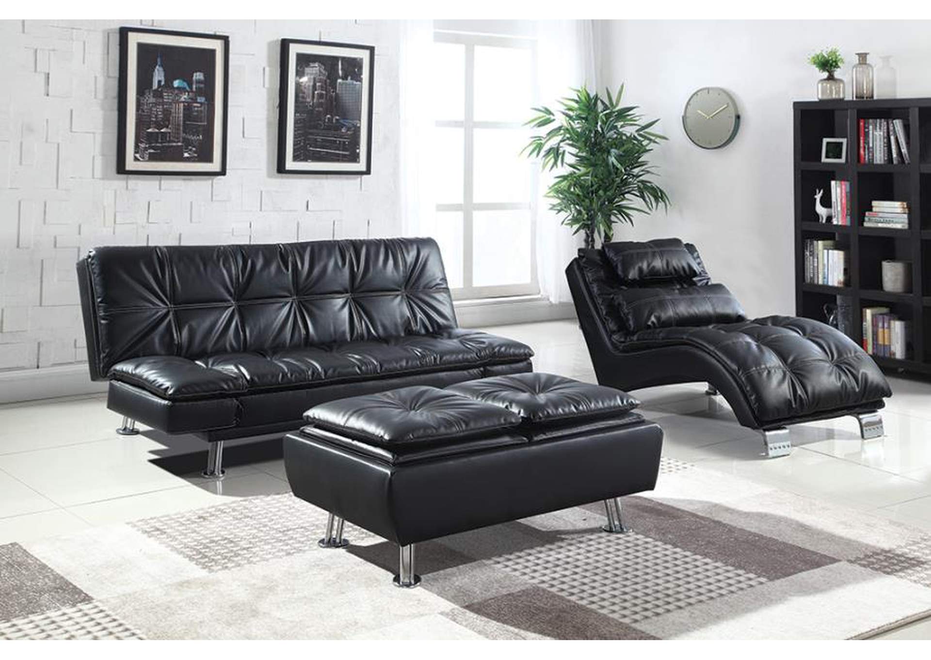 Dilleston Tufted Back Upholstered Sofa Bed Black,Coaster Furniture