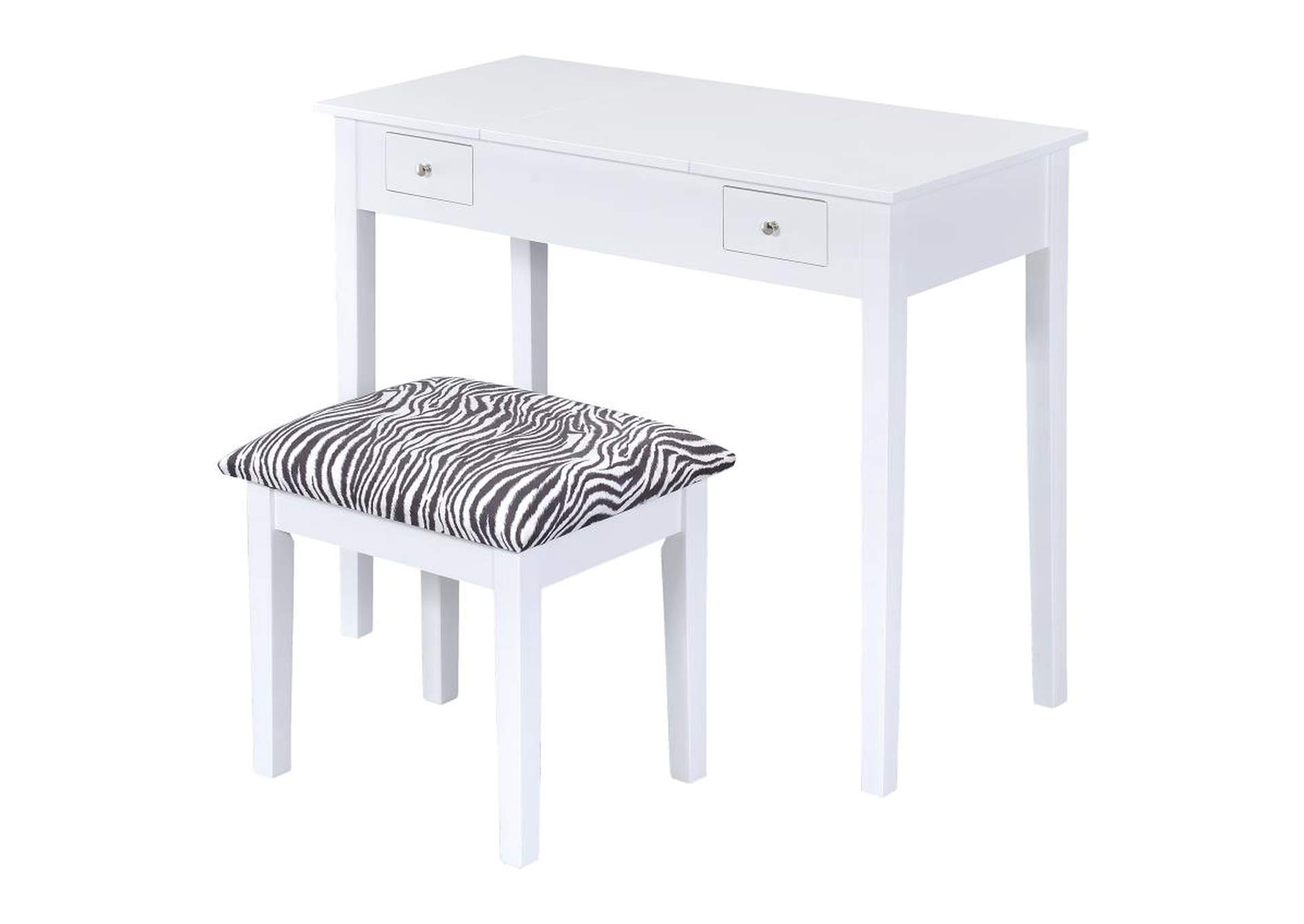 Seline 2-piece Vanity Set White and Zebra,Coaster Furniture